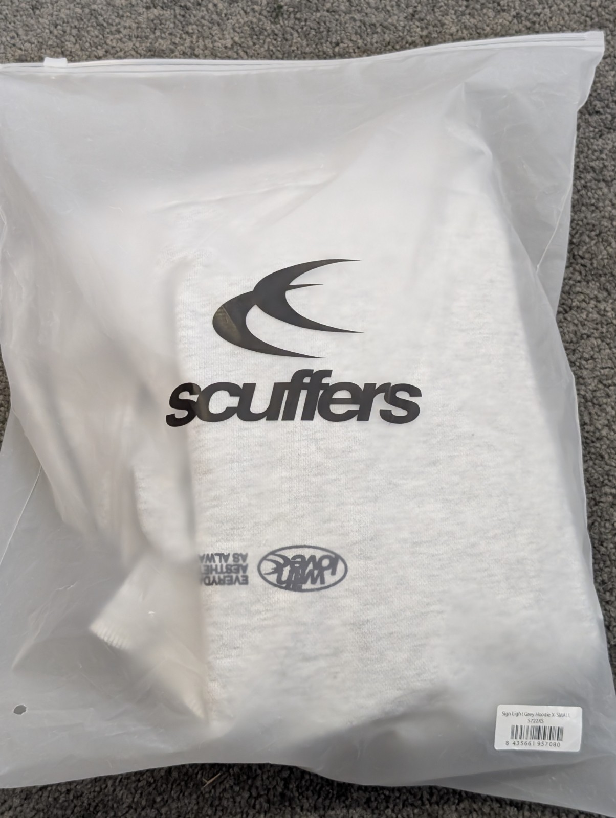 Scuffers Hoodie Size XS Oversized Sign With Love Sweater Streetwear Grey BNWT