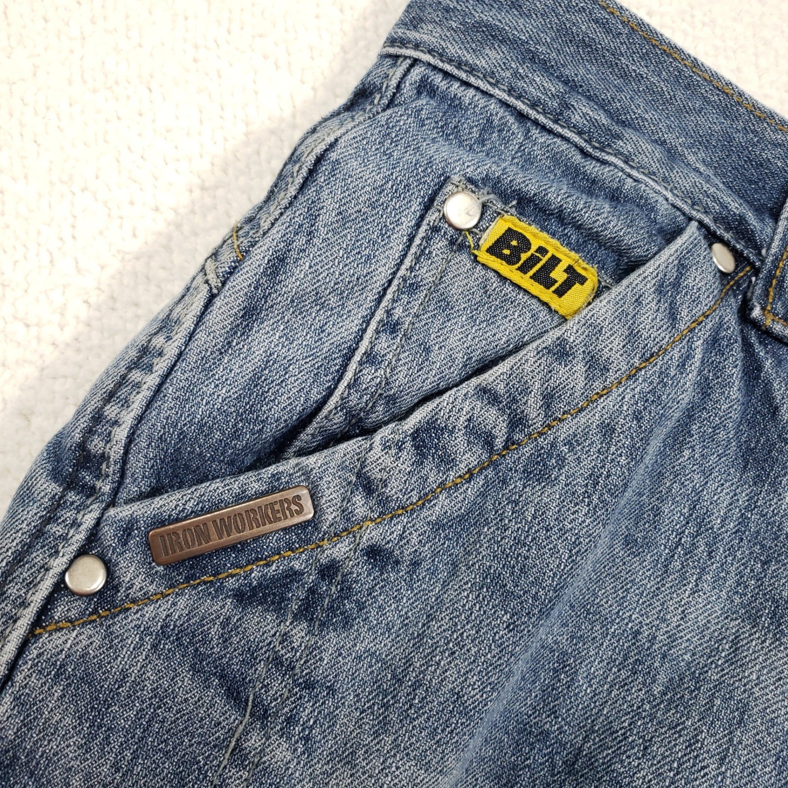 Bilt Iron Workers Jeans Mens 34 Blue Kevlar Reinforced Motorcycle Riding Pants