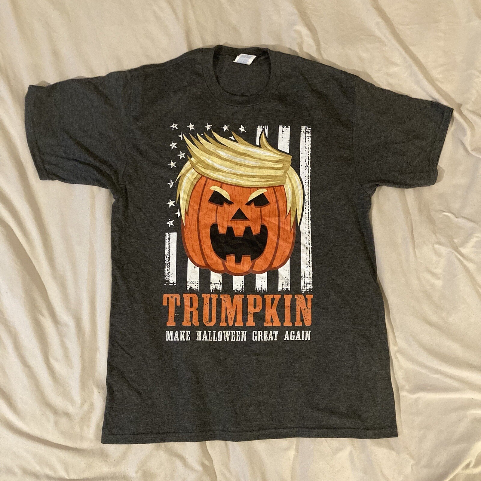 Trumpkin Make Halloween Great Again MEDIUM Dark Gray T-Shirt Trump Humor Top