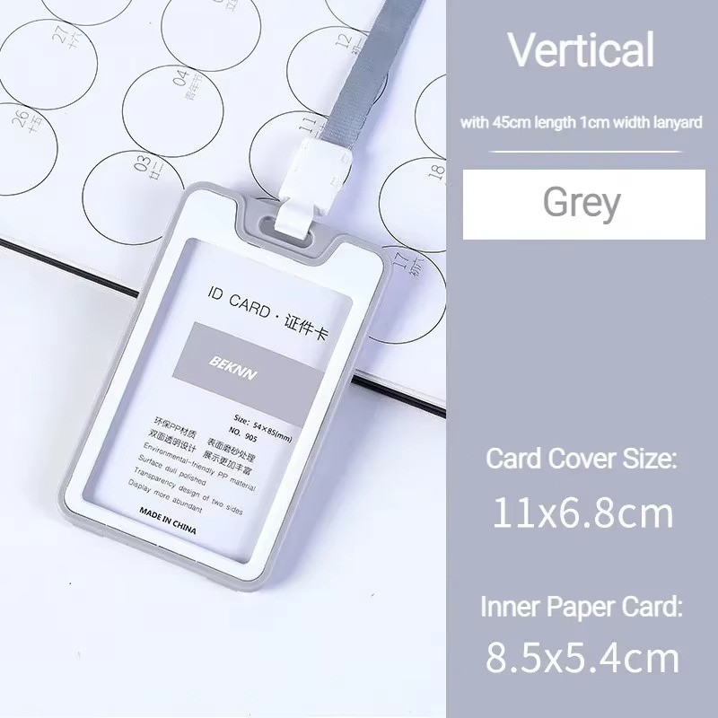 ID Badge Holder Double-Sided Windows Clear Vertical Card Holder with Lanyard
