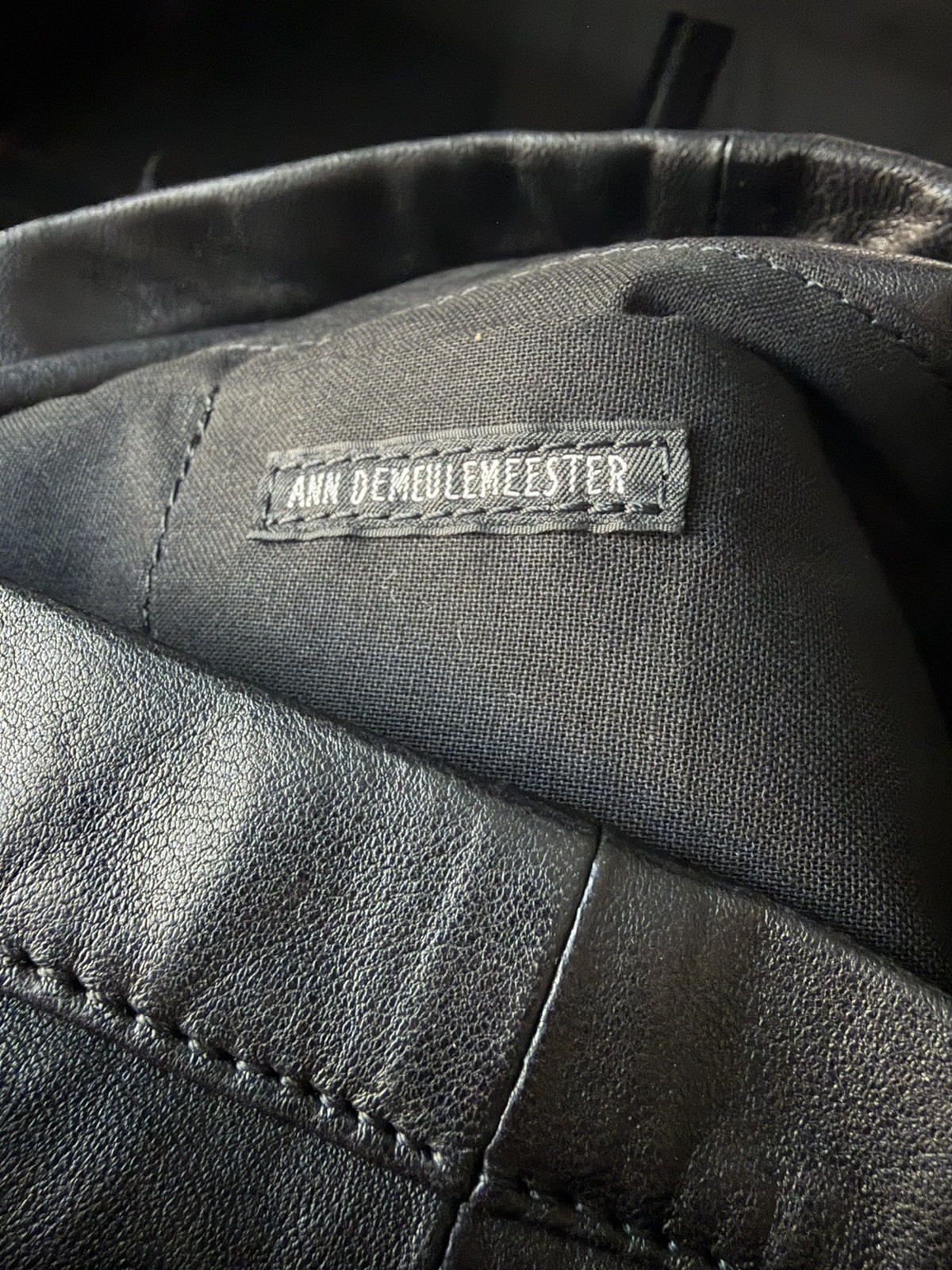 archive ANN DEMEULEMEESTER Black Leather Bag 2001