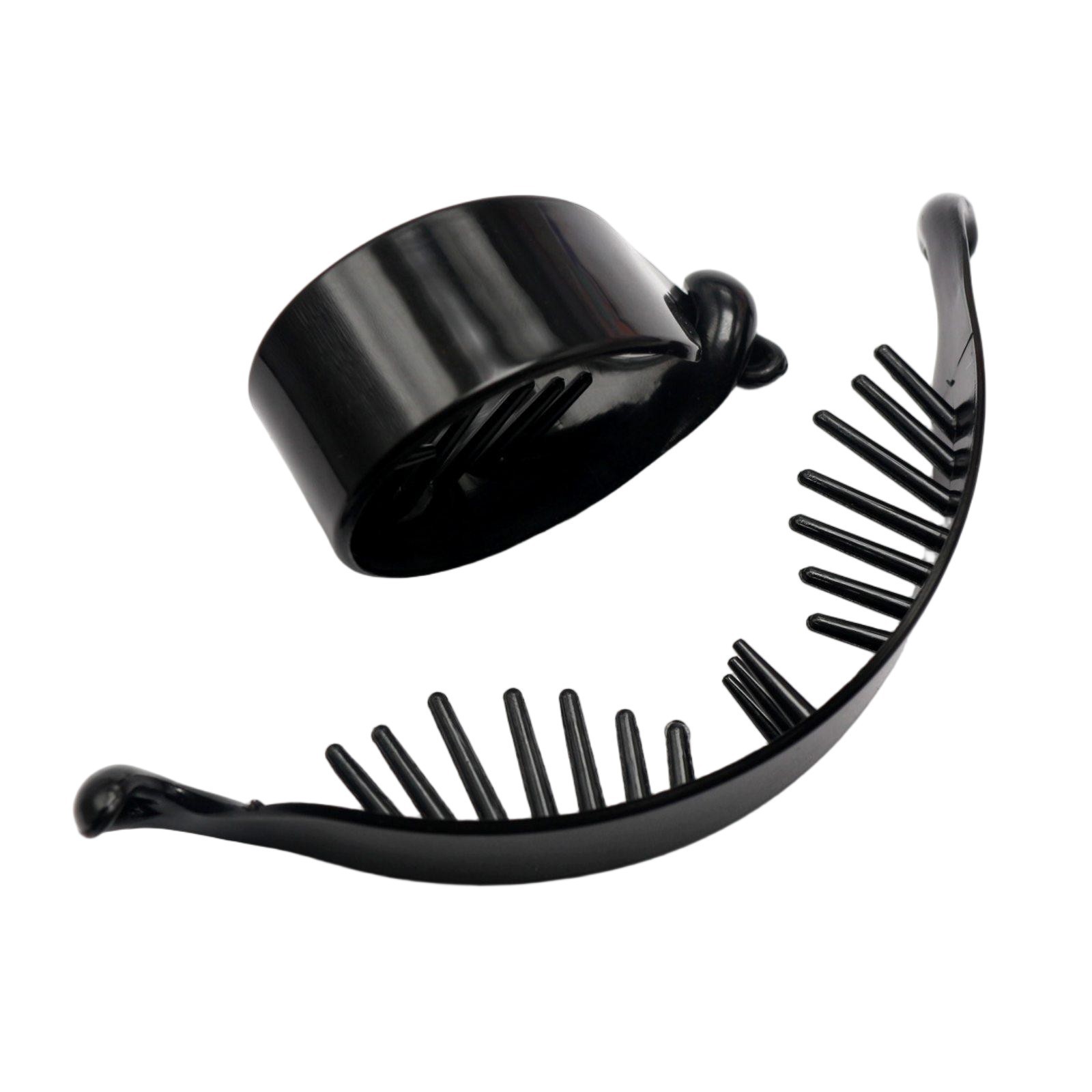 10 Pcs Black Plastic Twisted Ponytail Clip Holder Hair Claw 58mm Bun Maker Craft