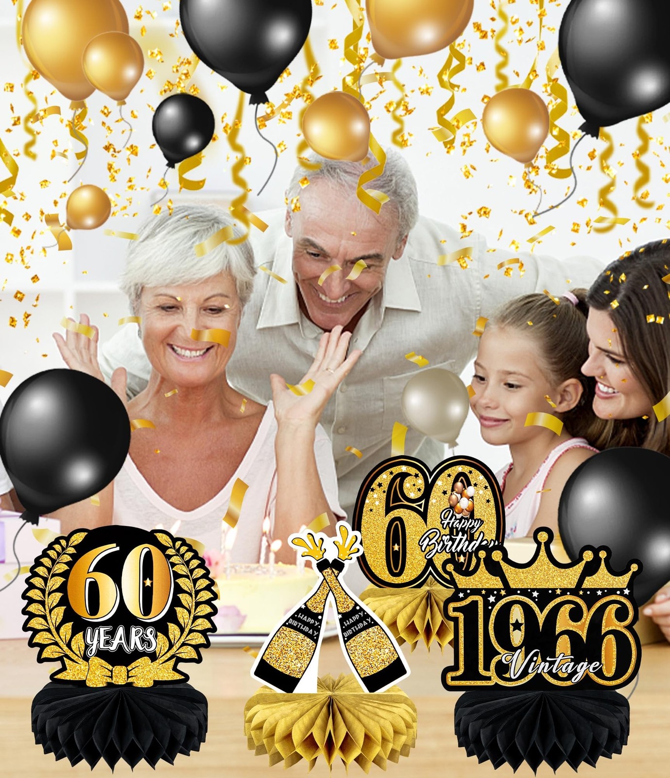 9 Pcs 60th Birthday Decoration for Men Women 60th Birthday Centerpieces for T…