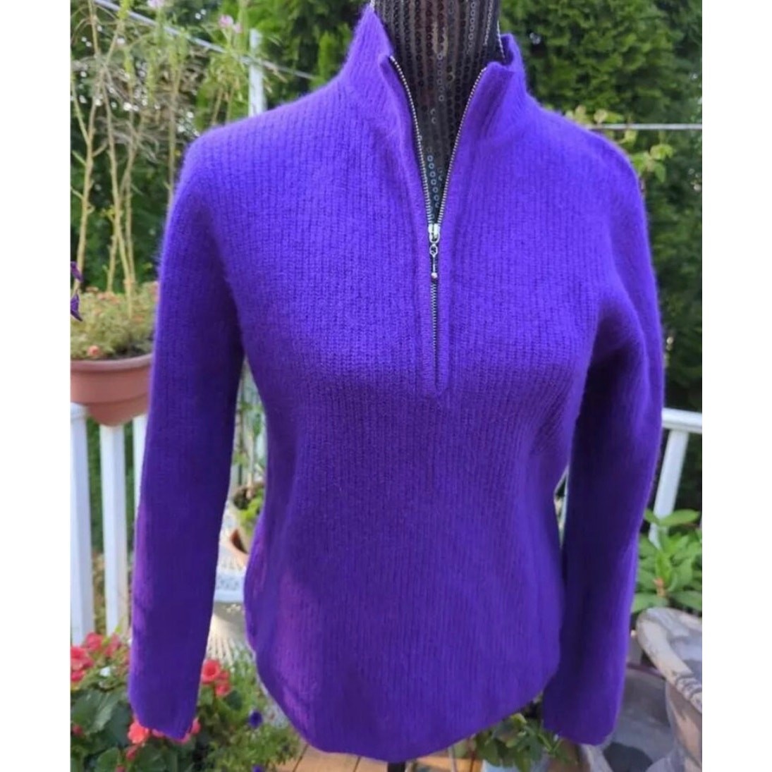 VINTAGE PURPLE 45% ANGORA FRONT HALF ZIP RAFAELLA SWEATER HONG KONG