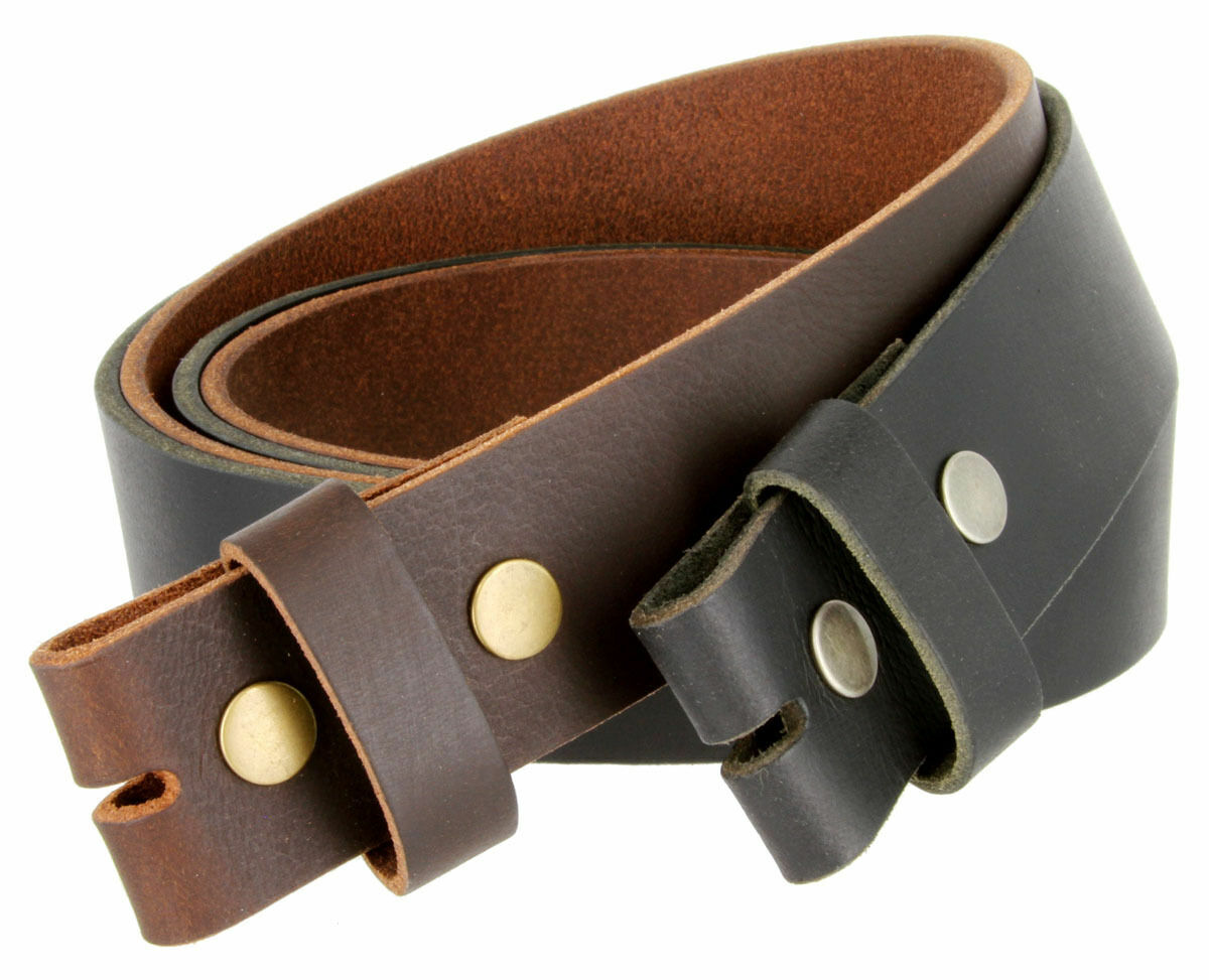 Big and Tall One Piece Full Grain Leather Belt Strap with Snaps Up to size 60″