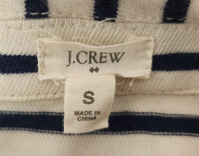 J Crew Maritime Knit Off White Navy Blue Striped Cotton Blazer Womens S Small