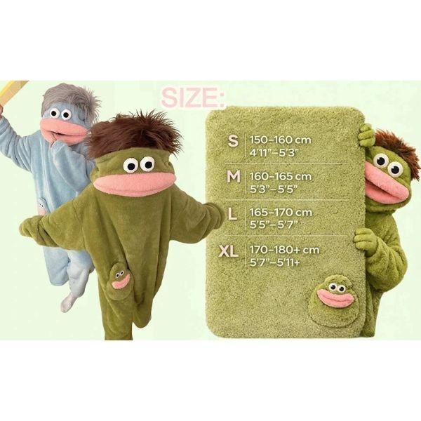 Funny Soft Green Cozy Lounge Costume for Parties Pajama Nights Funny Photos