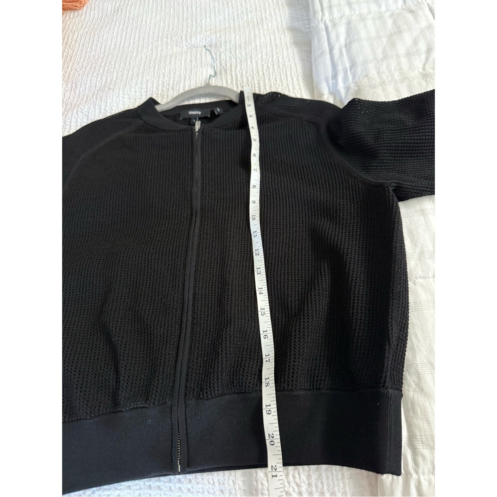 Theory Women’s Bomber Jacket Size Large Breathable Knit Black Summer Lightweight