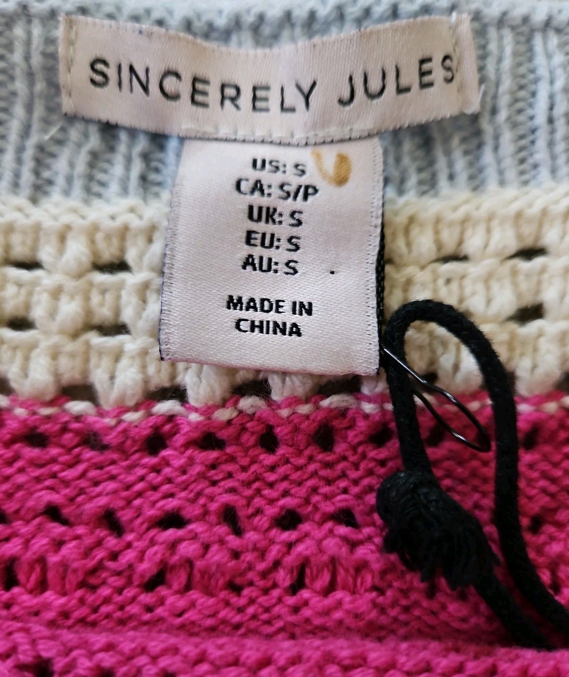 Sincerely Jules Small Crochet Knit Crop Top Ruffle Sleeve Boho Stripe NWOT