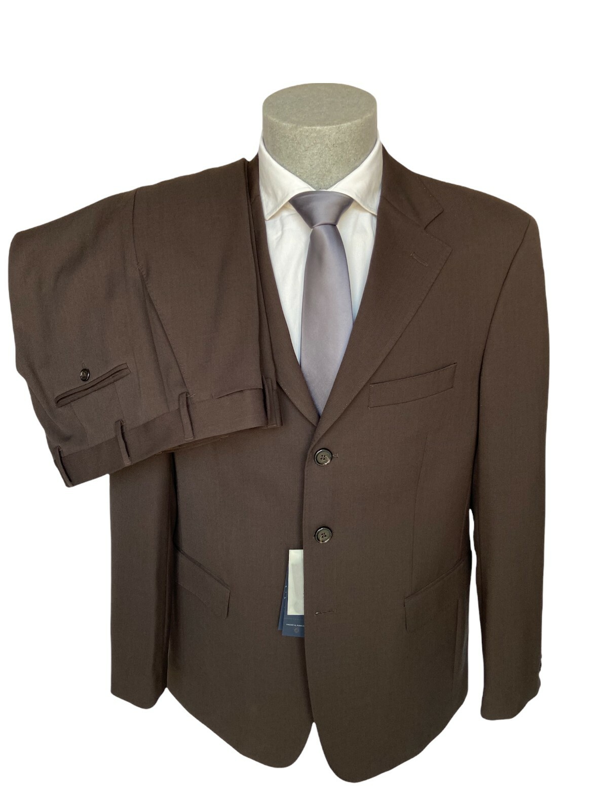 SEVENTY Mens Dress, Size 50 Brown Solid Color Drop 6 Wool Lycra, -60%.