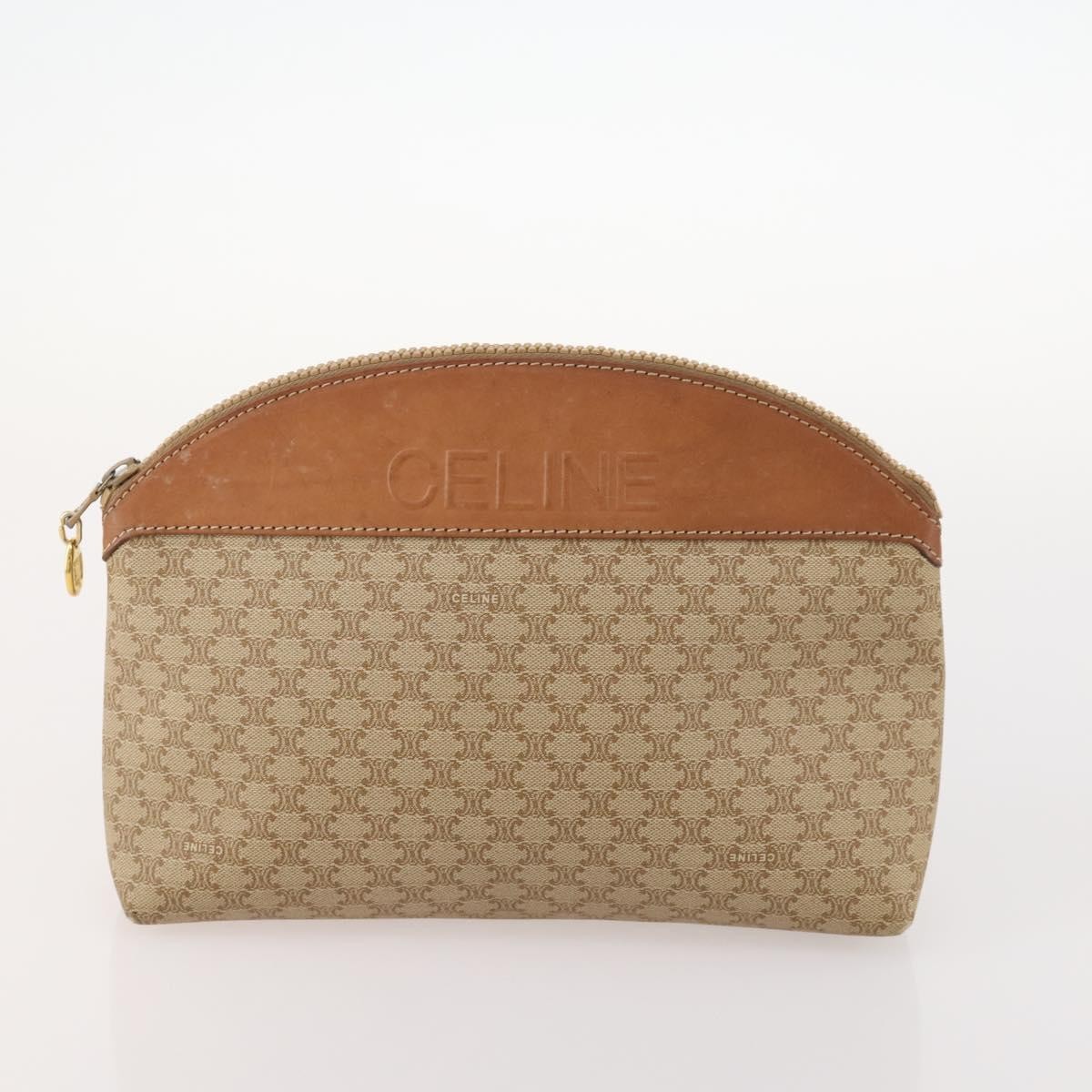 CELINE Macadam Canvas Clutch Bag PVC Leather 3 Set Brown Black beige Auth 173683