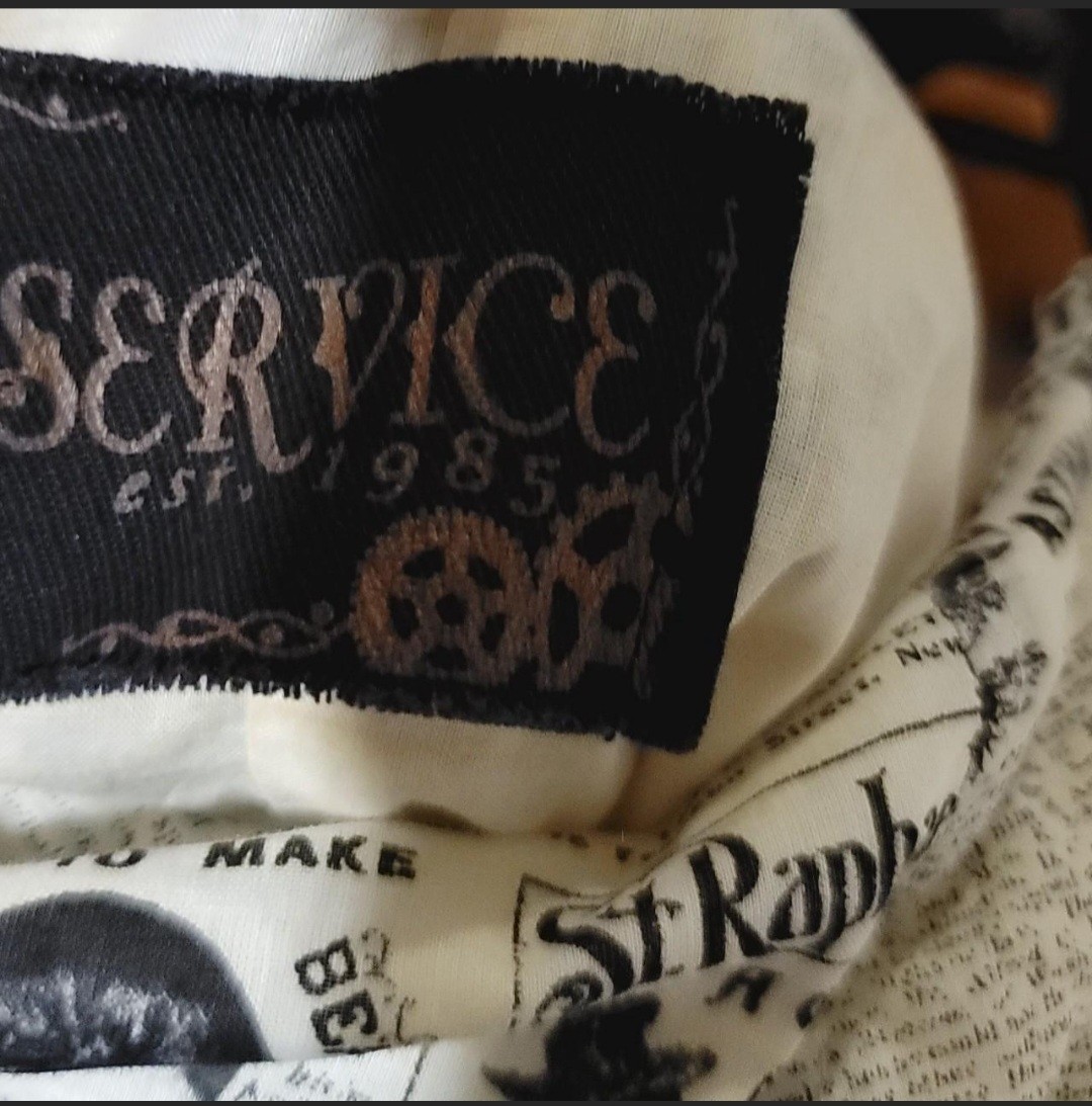 SUPA VINTAGE!!! LIP SERVICE 1985 Y2K newspaper print corset top with ruffles…