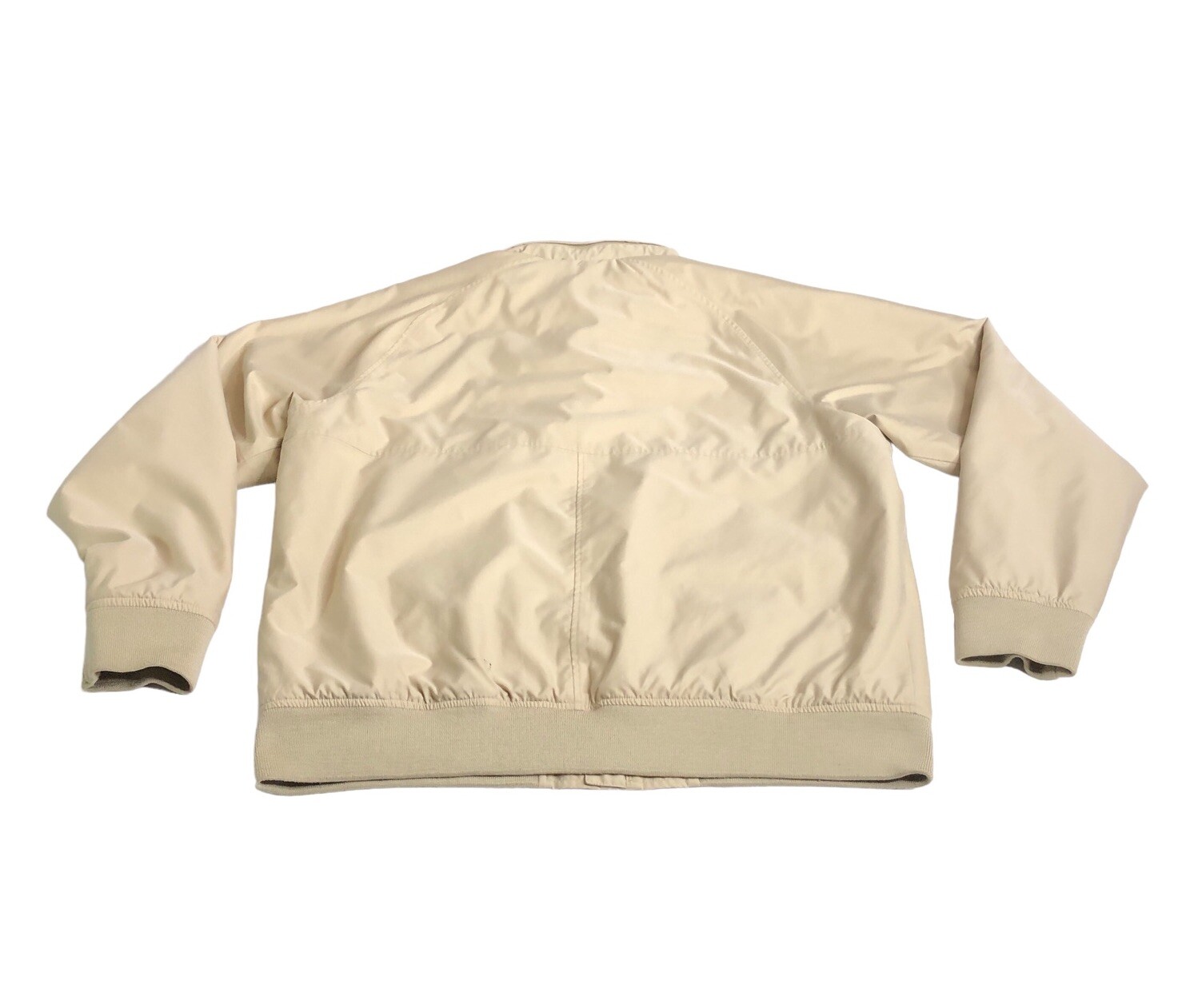 Lands End Bomber Jacket Mens LT Large Tall Tan Khaki Hideaway Hood Utility Chore
