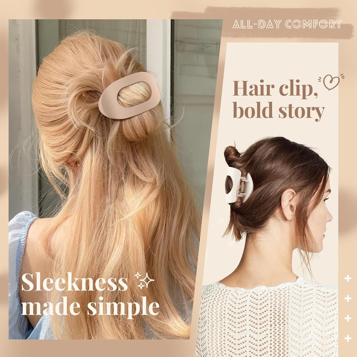 4 Pcs Flat Hair Claw Clips for Women French Clip for Women Thin and Thick Hair