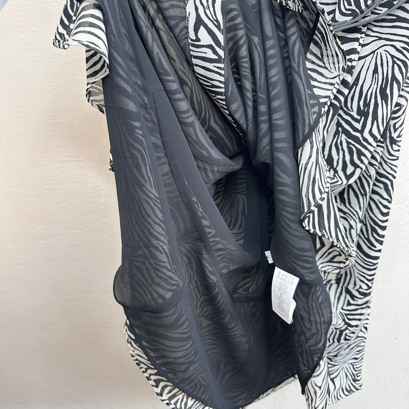 NWT Michael Kors Zebra Print Georgette Belted Puff Sleeve Midi Shirt Dress Med