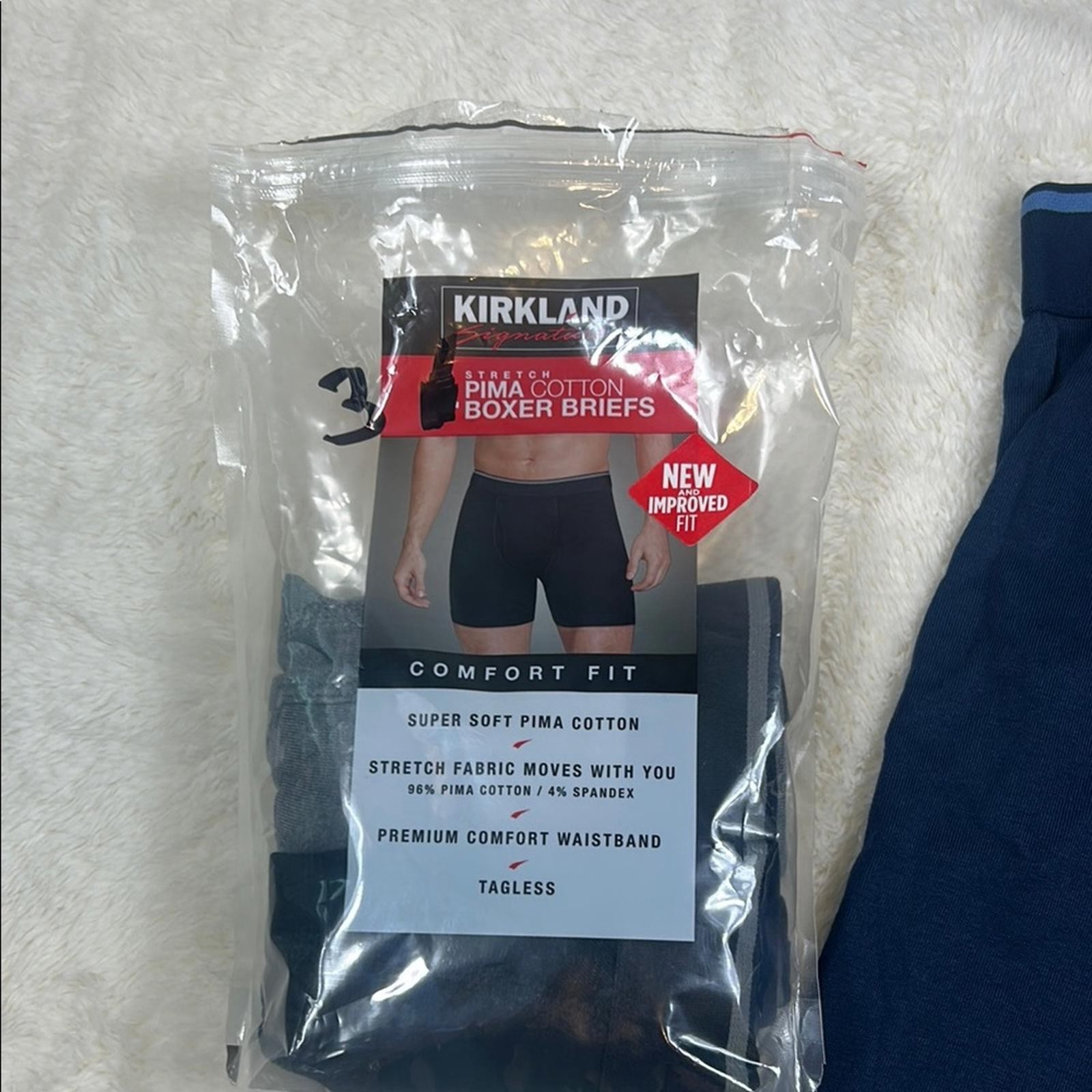 Kirkland Signature Men’s Blue Boxer Briefs Medium Premium Stretch Underwear