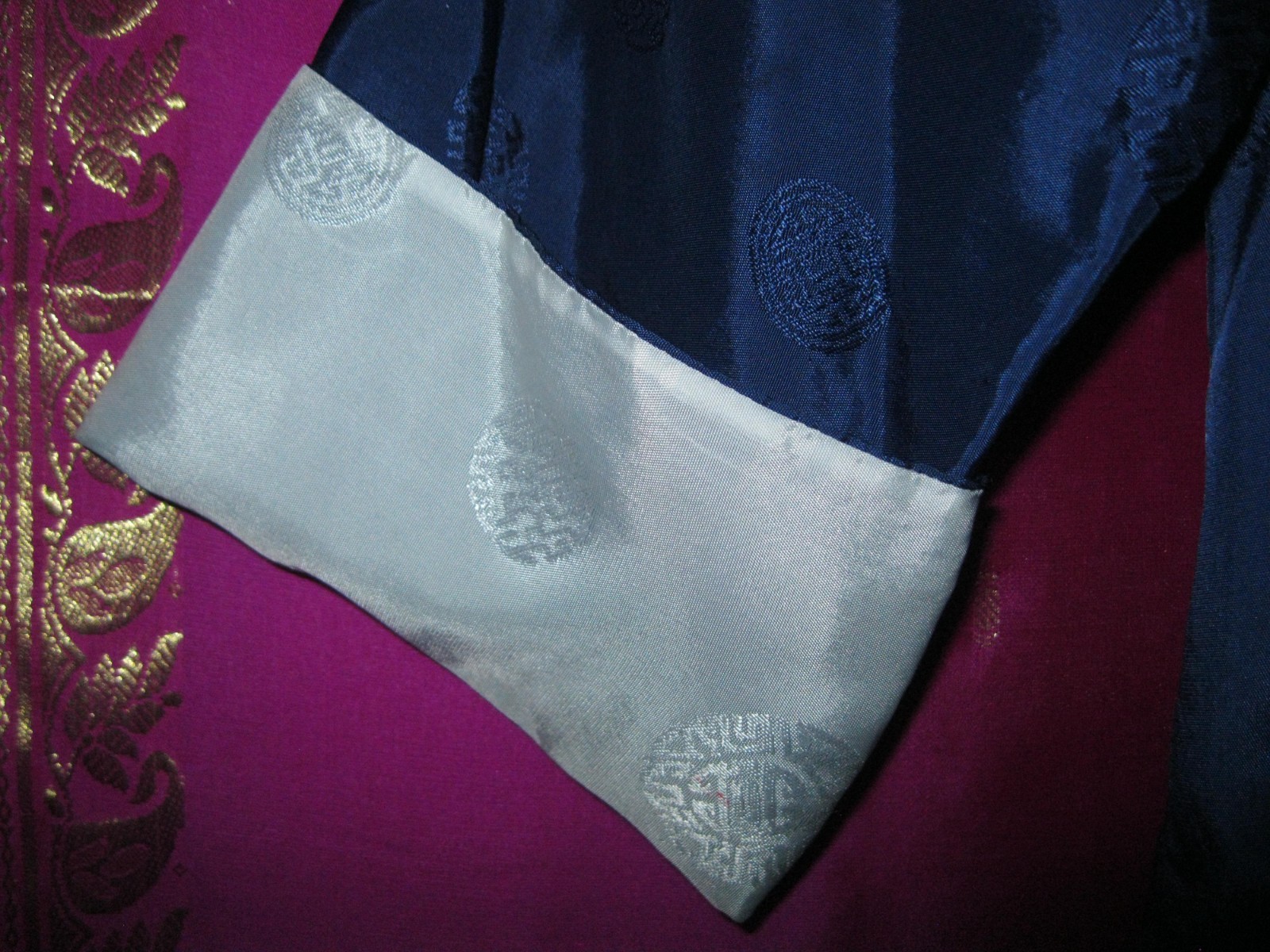 CHINA, 2 PC. NAVY BLUE COLORED ASIAN STYLE TOP & SLACKS, NEW, SZ S/M.