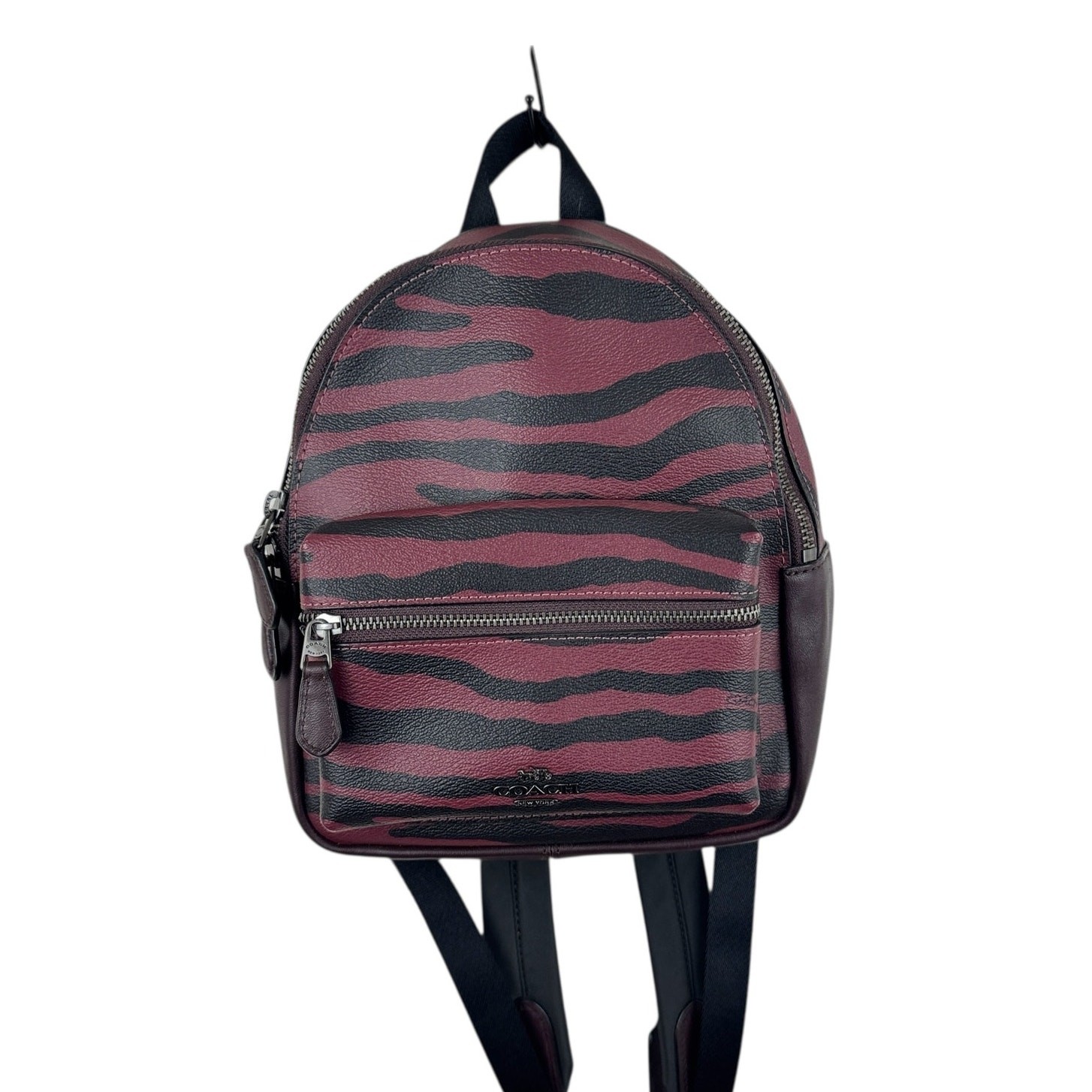 Coach Mini Charlie Backpack Tiger Stripe Coated Canvas Leather