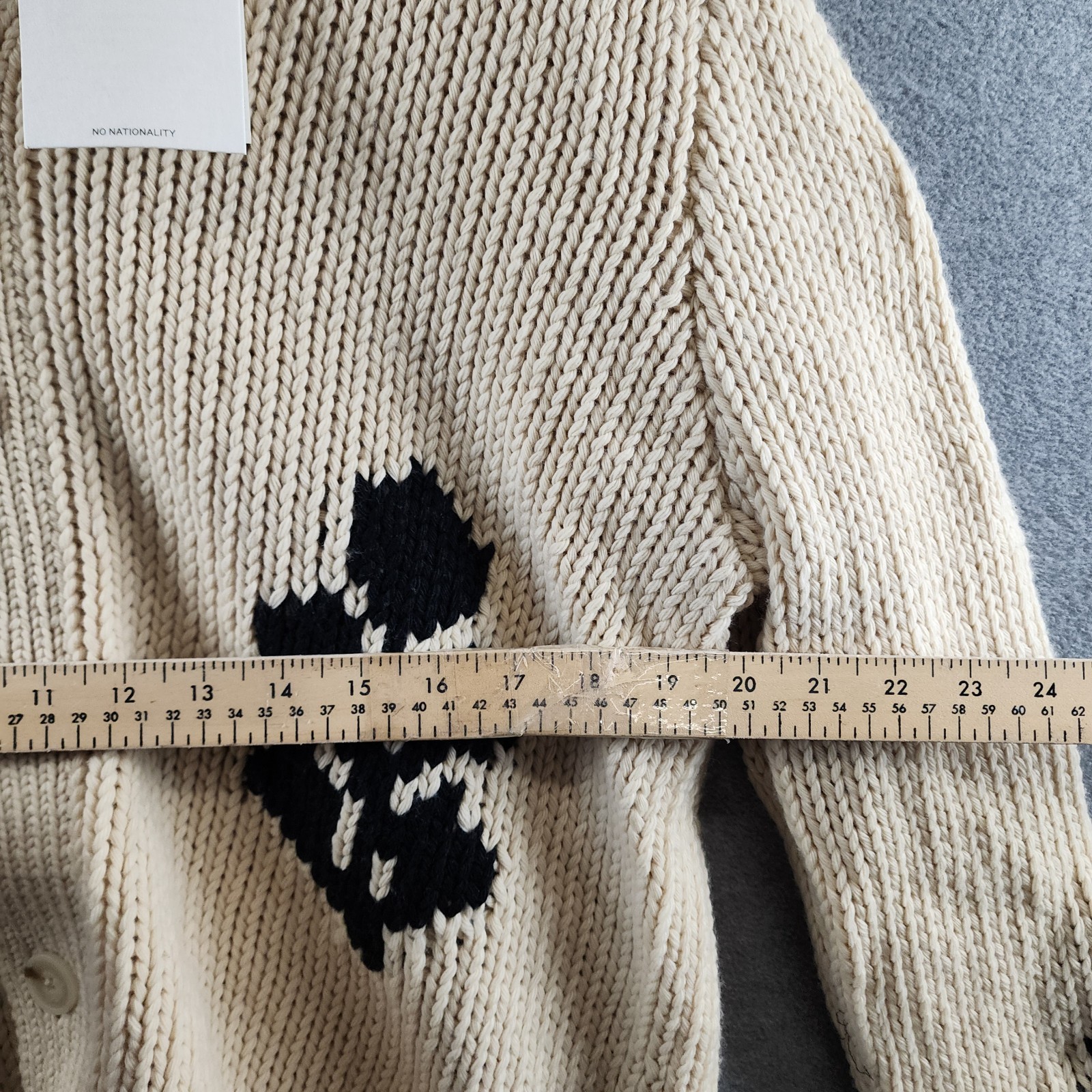NN.07 Mika Chunky Cardigan Button Sweater Men’s M Ecru/Black V-Neck Long Sleeve