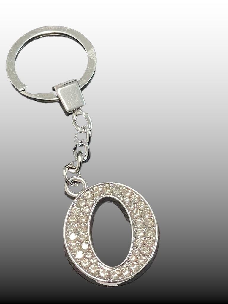 Sparkling Silver Rhinestone Letter Keychain
