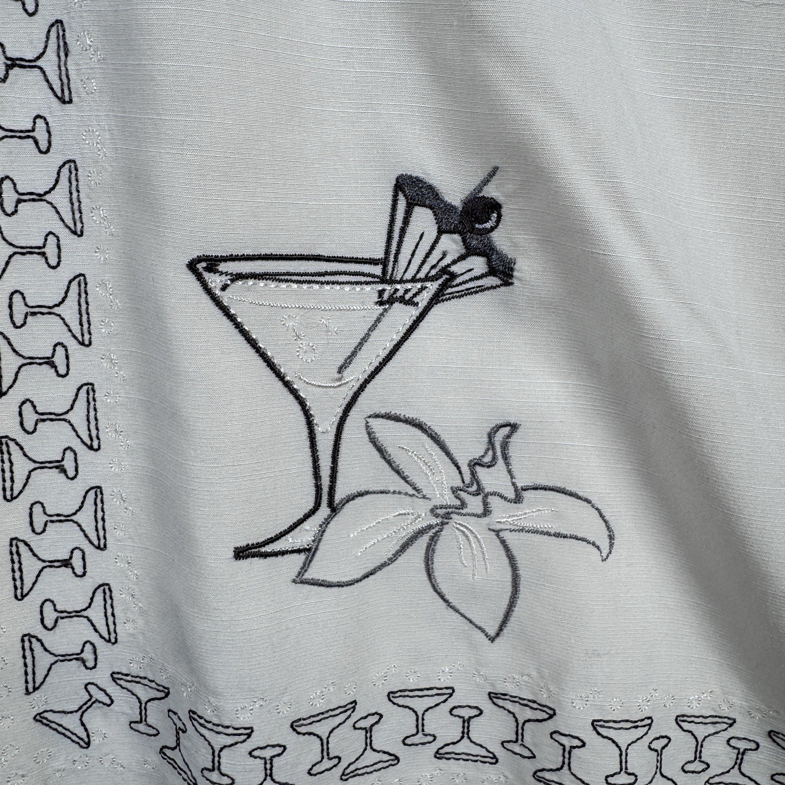 Cubavera Shirt Mens Small Bowling Lounge Martini Cocktal Embroidered Button Up