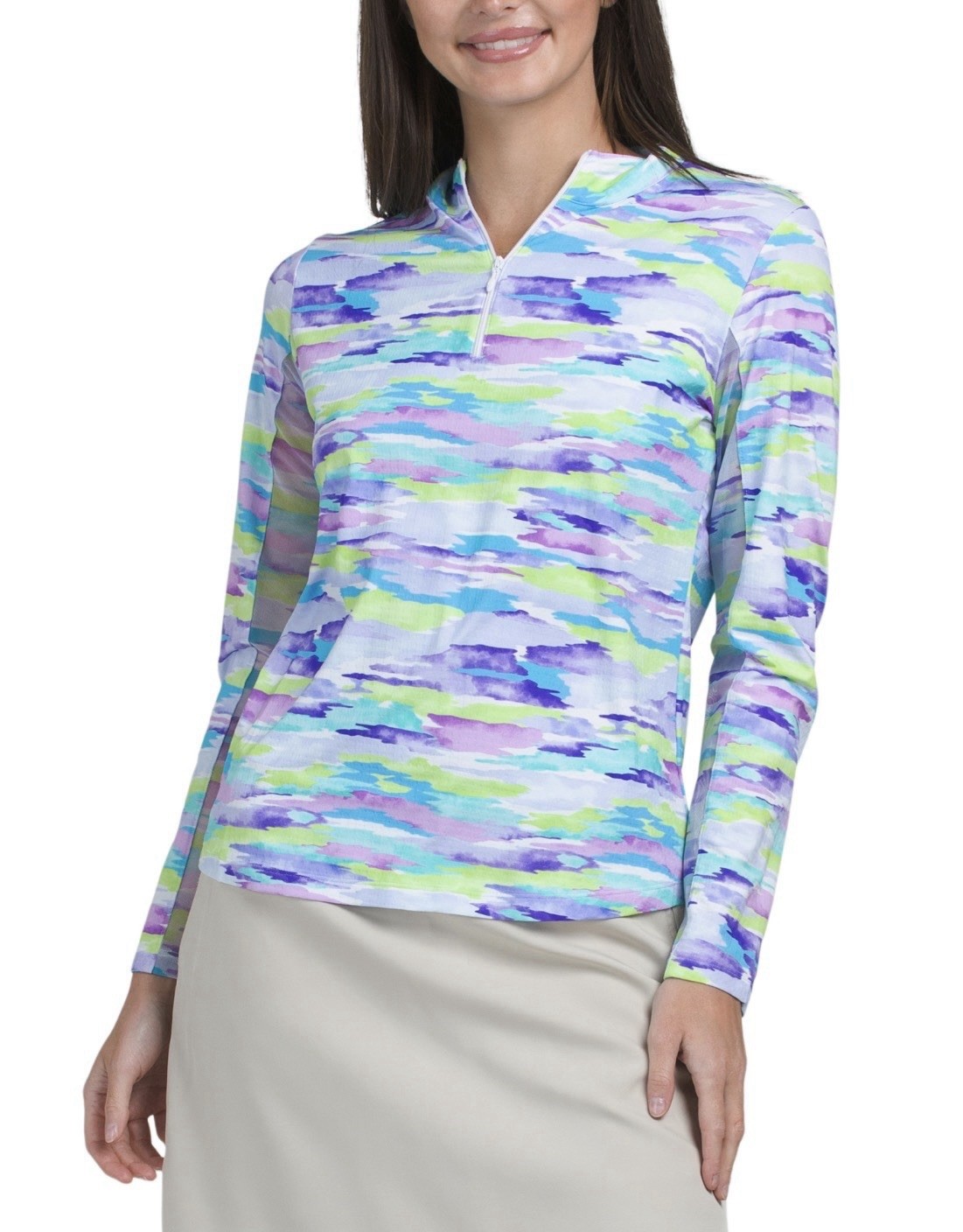 NWT IBKUL Golf Tennis Pullover Top XS S XXL Activewear Long sleeve Mesh Purpe E5