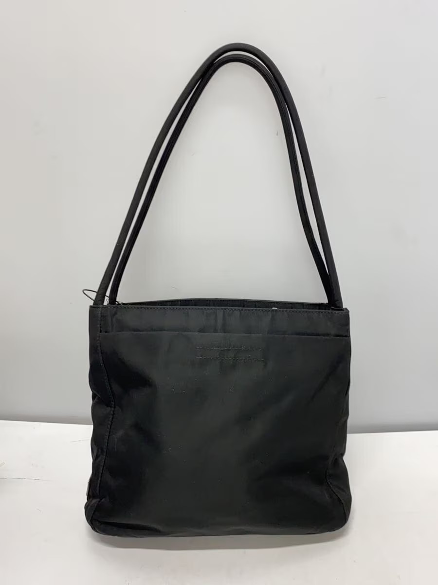 PRADA Tote Bag Nylon Black Tessuto Triangle Logo Plate