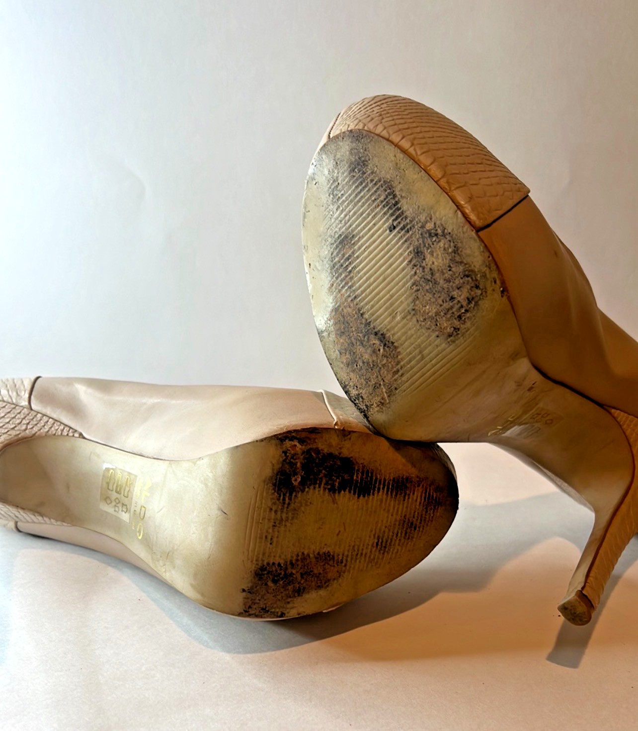 Aldo Nude Platform Stiletto Pumps Snake Embossed High Heels – Size 10