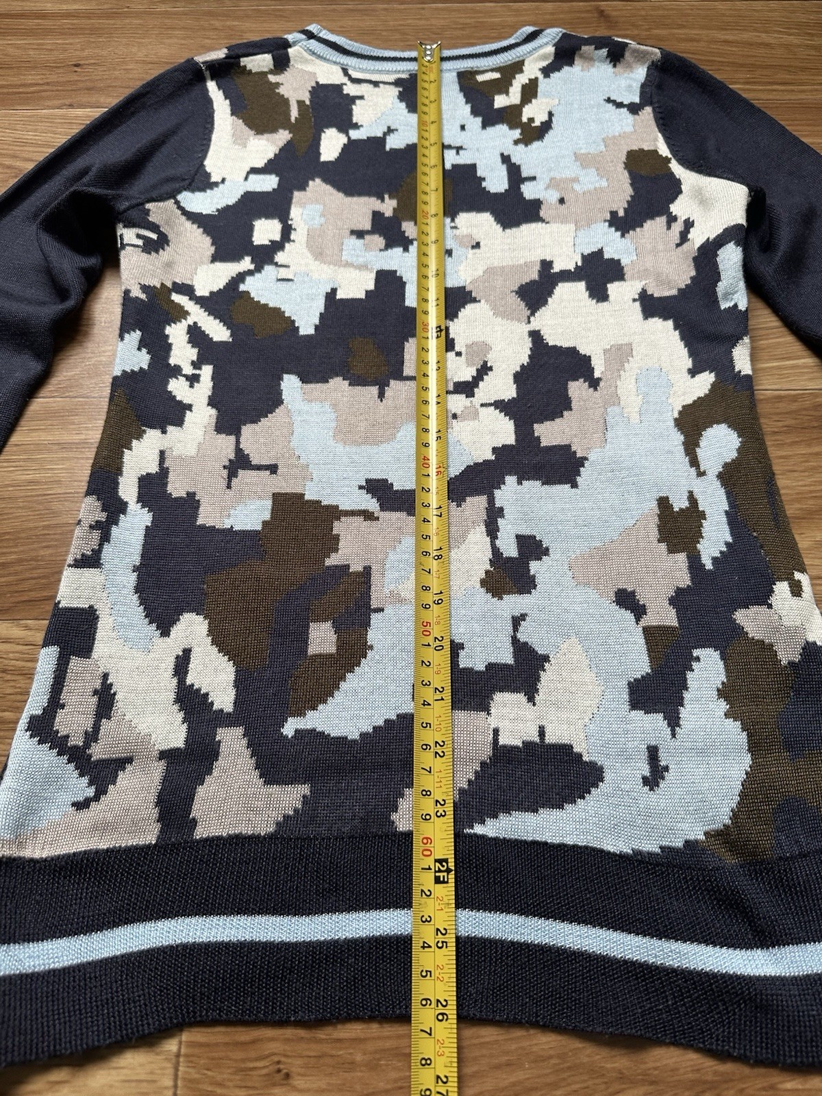 RED Valentino Camo Knit Wool Sweater Intarsia Camouflage Crewneck Pullover Top S