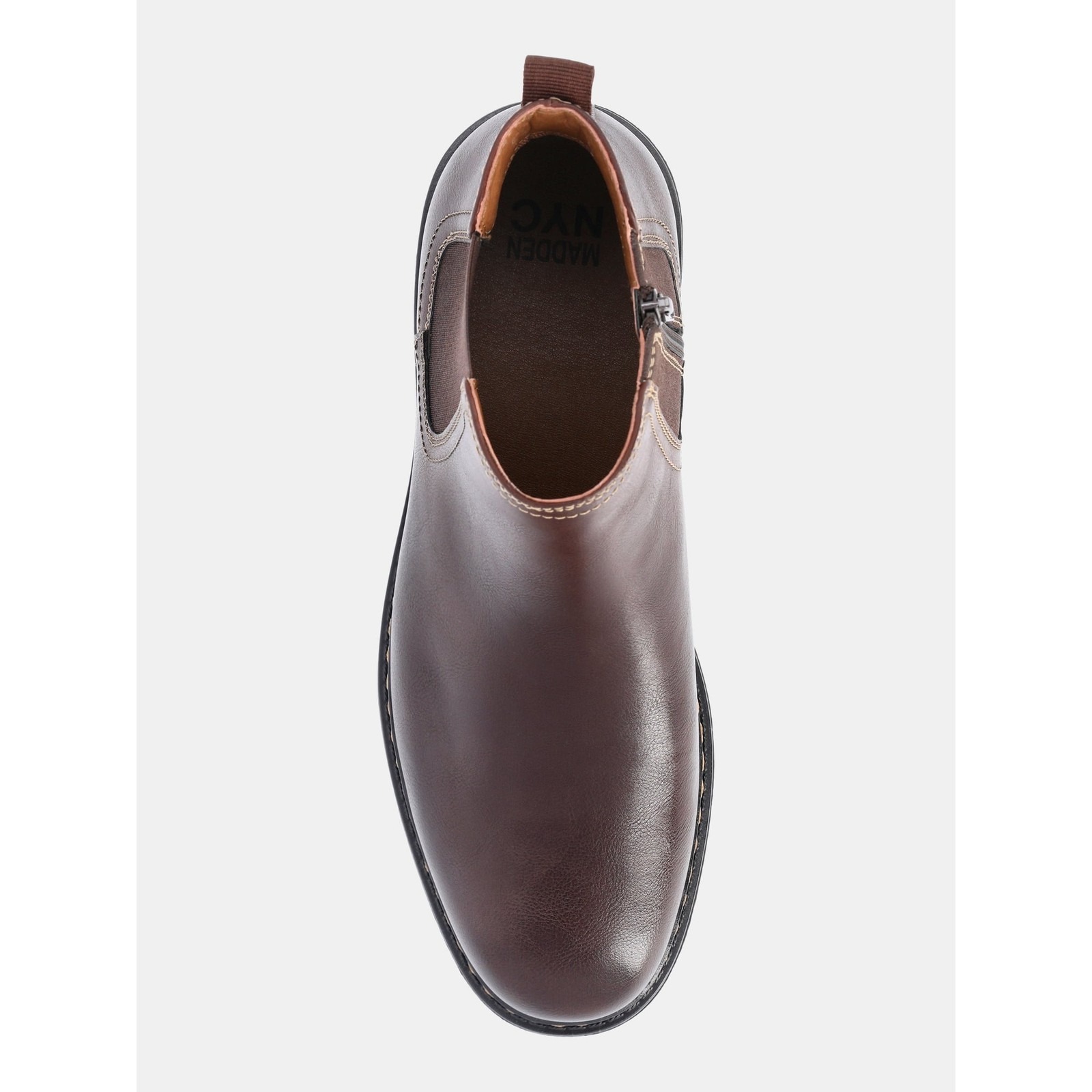 Madden NYC Men’s Brown Pull-On Side Zip Elastic Gore Muse Chelsea Boots: 12