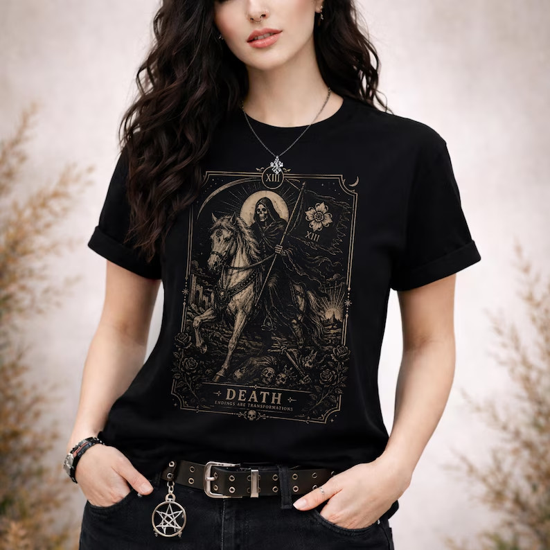 Death Tarot Card Shirt: Gothic Grim Reaper Tee | XIII Arcana Occult Graphic