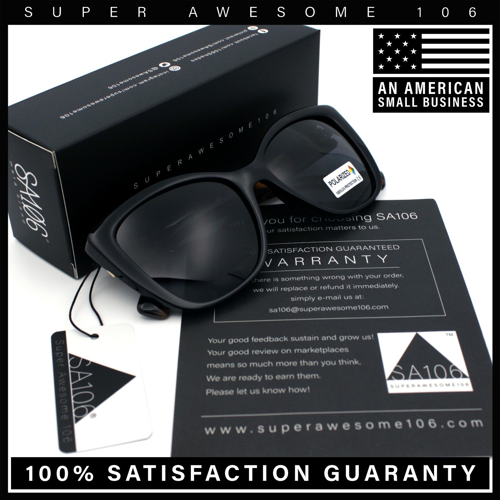 Womens Polarized Classic Oversized Chic Cat Eye Plastic Fashion Sunglasses