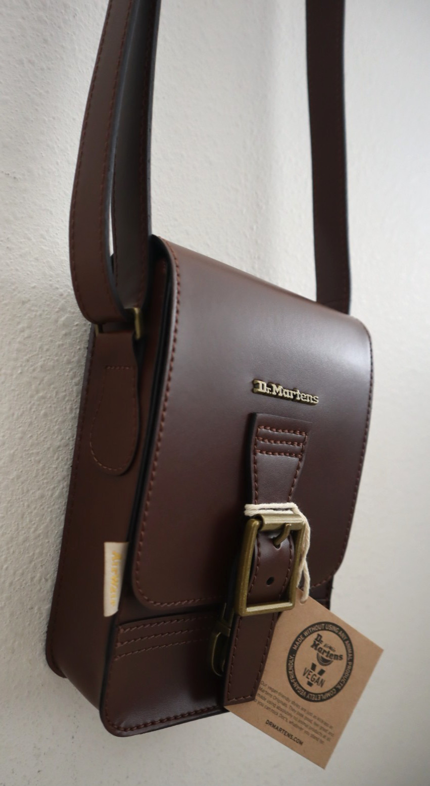 Dr Martens Brown Vegan Leather Reporter Norfolk Flat Shoulder/Crossbody Bag