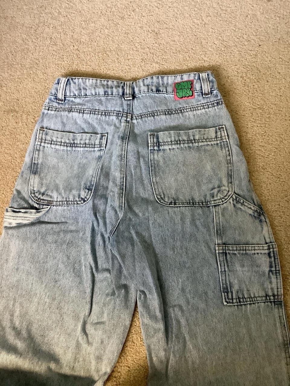 Empyre Women’s Light Wash Blue Denim Straight Cargo Jeans Pockets Size 2