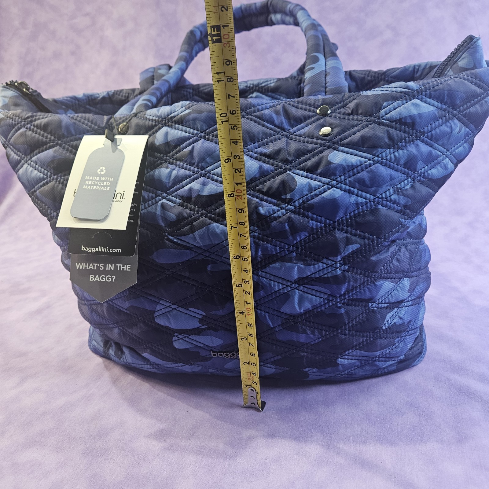 NWT “Baggallini Quilted Tote” Multicolor Tote Bag, Various Shades Of Blue, READ