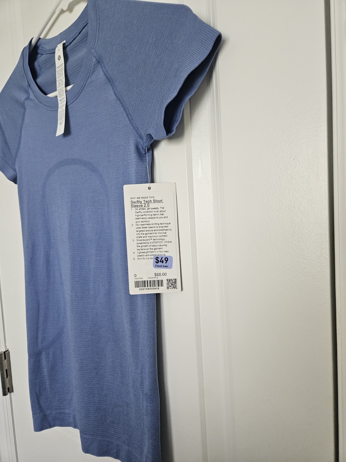 NWT Lululemon Swiftly Tech Short-Sleeve Shirt 2.0 Prep Blue Size 0