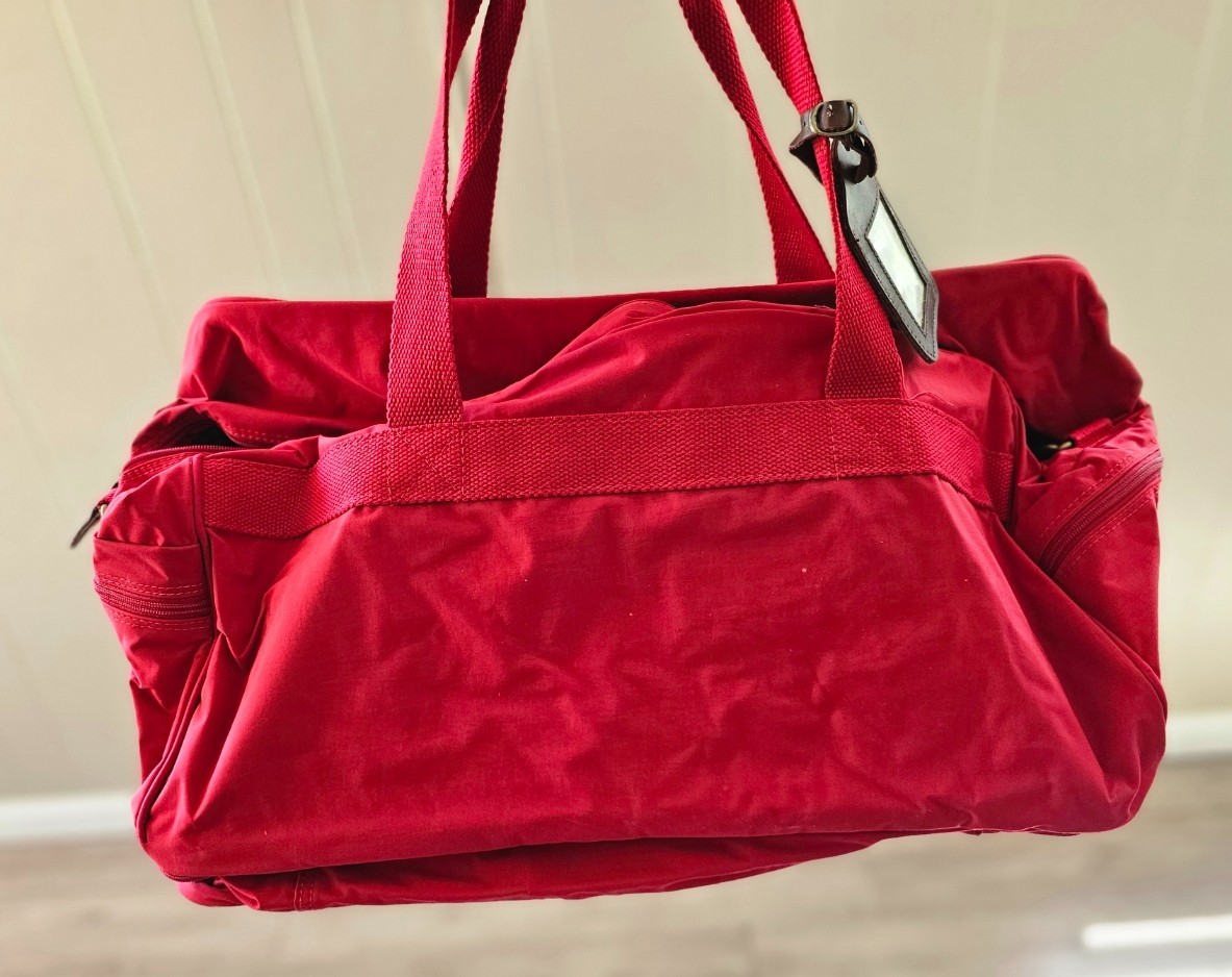 Marlboro Country Store VTG Red Canvas Messenger Bag Leather Trim Plaid NOS 90s