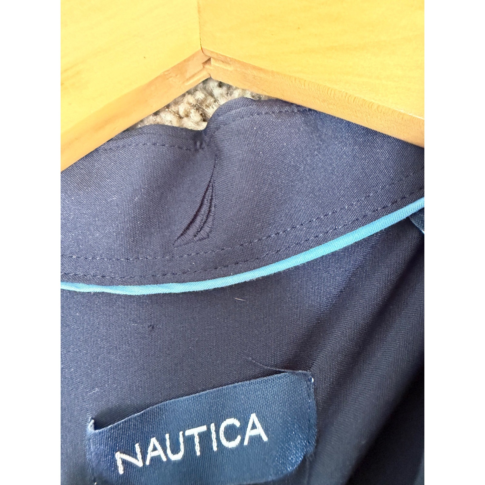 Nautica Mens Slim Fit Button Down Shirt Navy Blue Long Sleeve Stretch XL