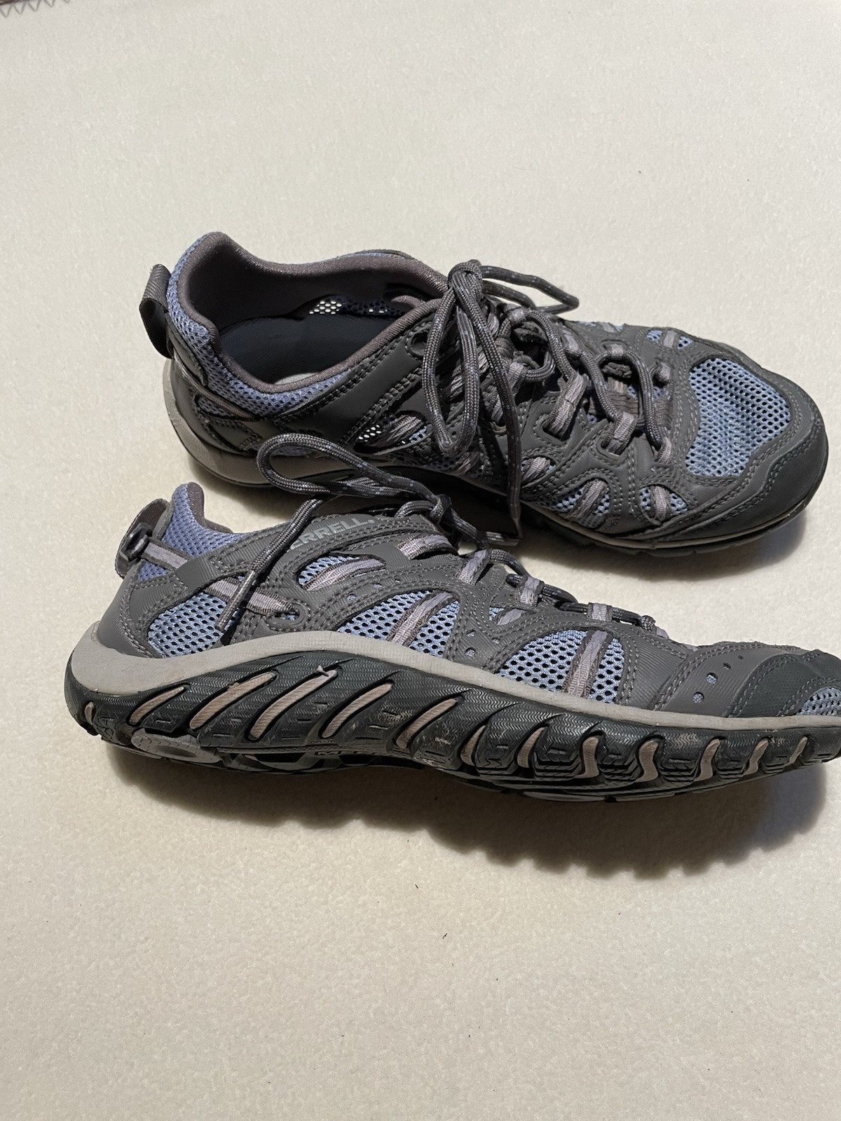 Merrill Hiking Shoes Mesh And Leather Blue/grey Size 7