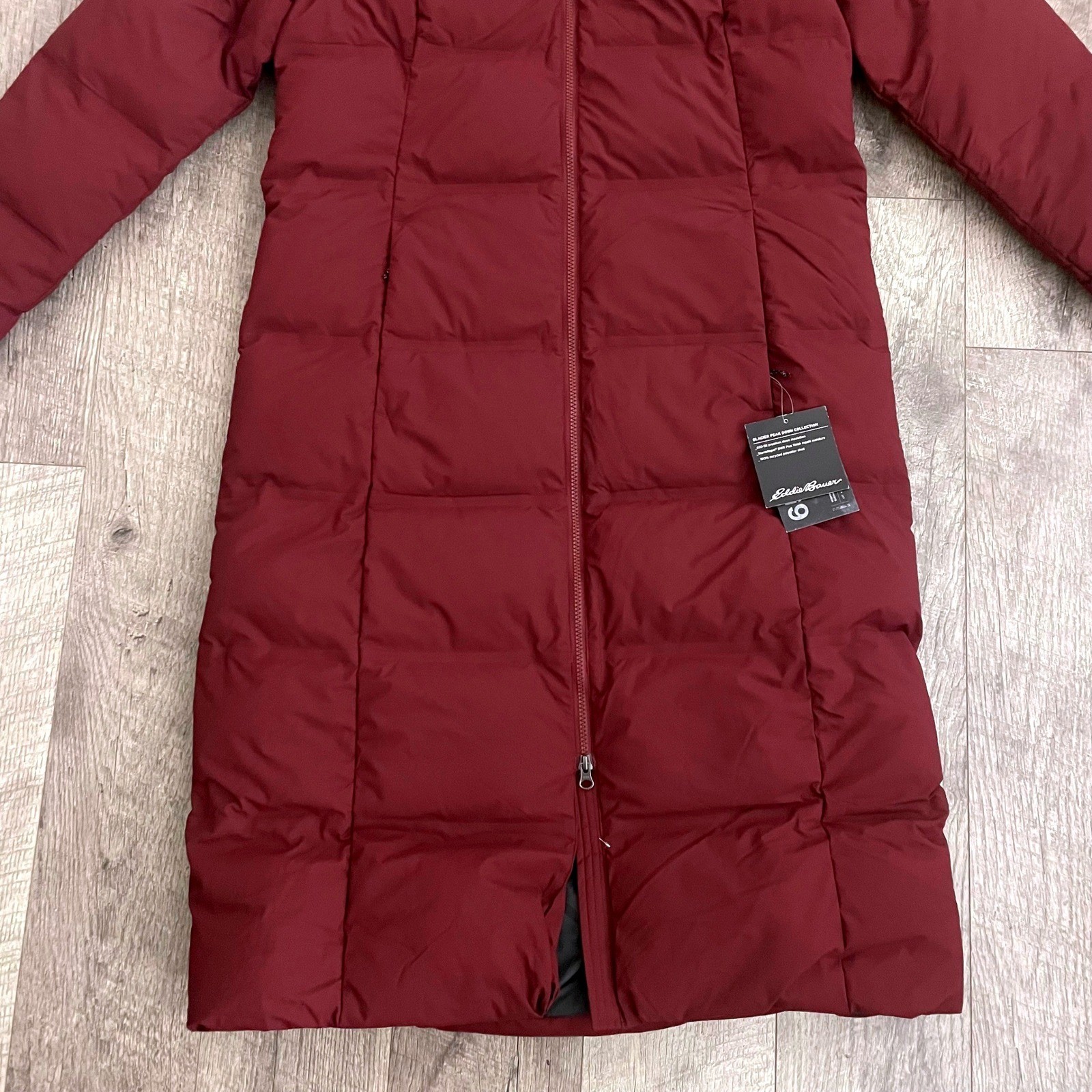 Eddie Bauer Glacier Peak Seam-Sealed Down Parka Burgundy 650 Puffer Jacket L
