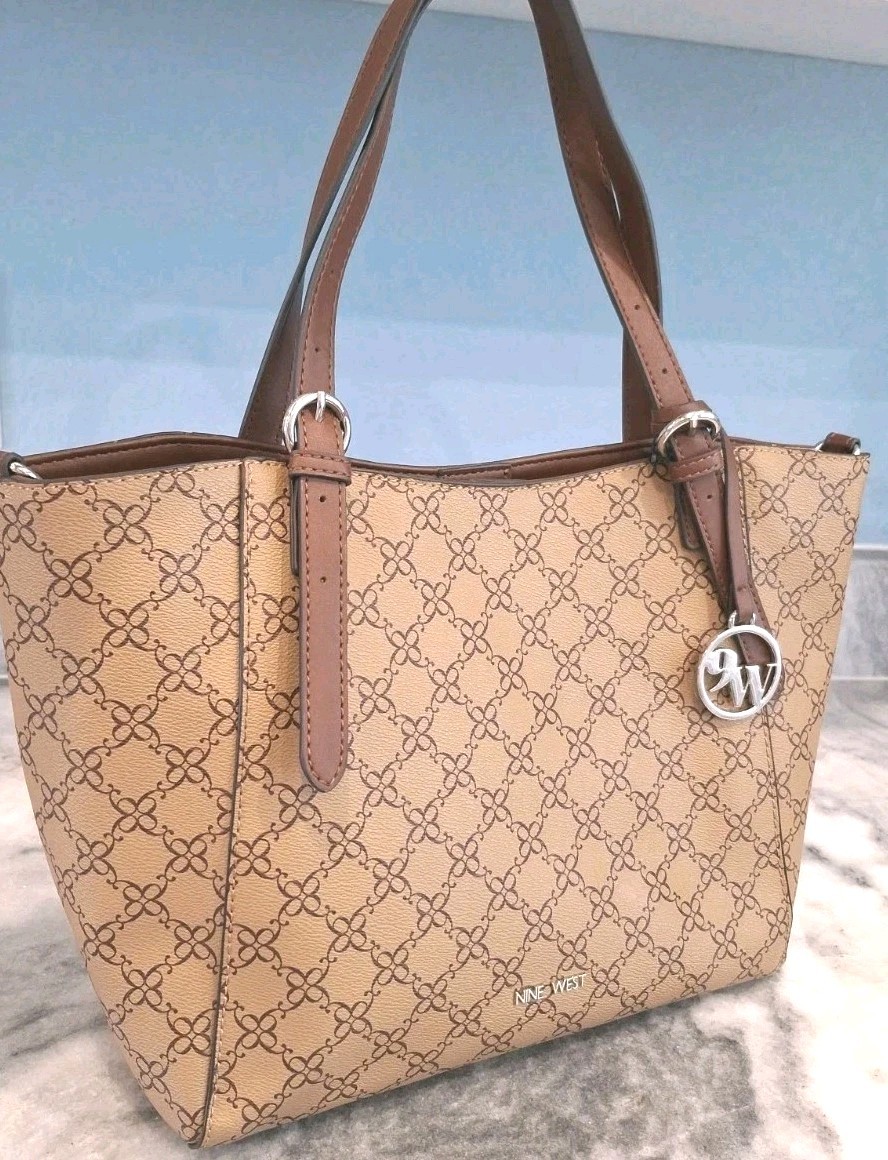 Nine West Tote Dbl Handled Adjustable Shoulder Handbag Multi Pockets
