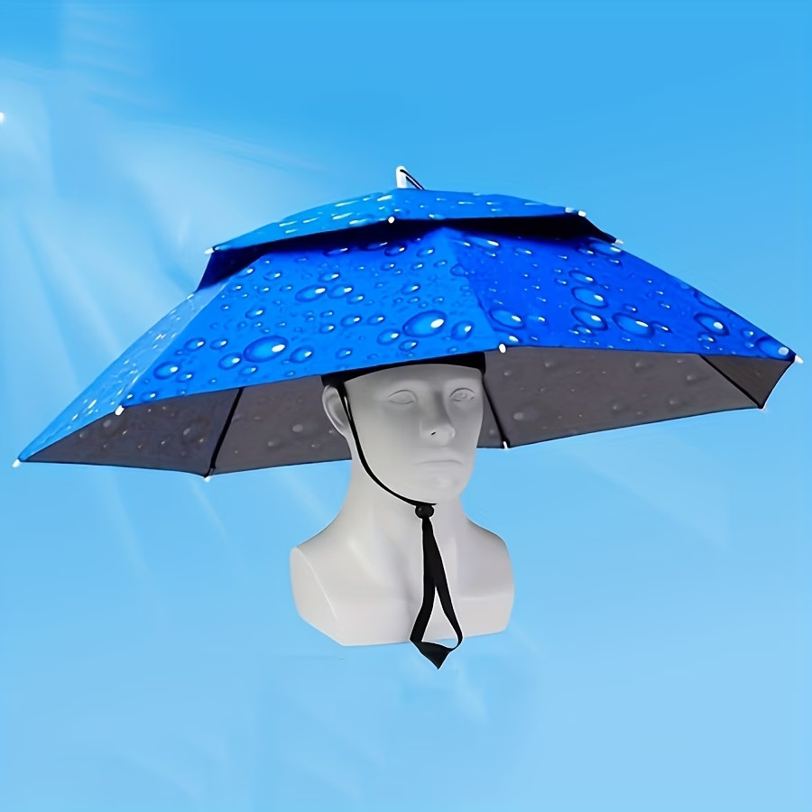 1-Pc 36-Inch Foldable Oversized Umbrella Hat, UV Protection, Double-Layer Fishin