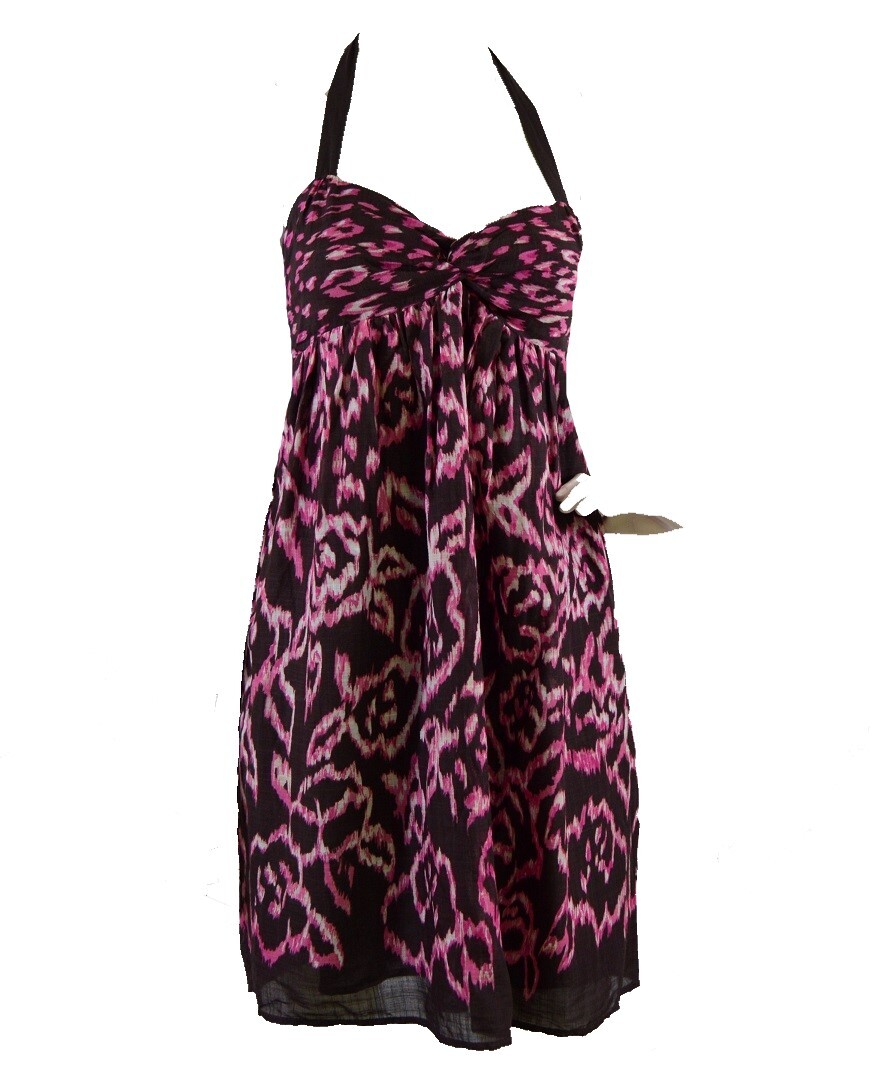 NWT Ann Taylor LOFT Pink Brown Ikat print women’s summer Halter Dress 2P, 4P, 6P