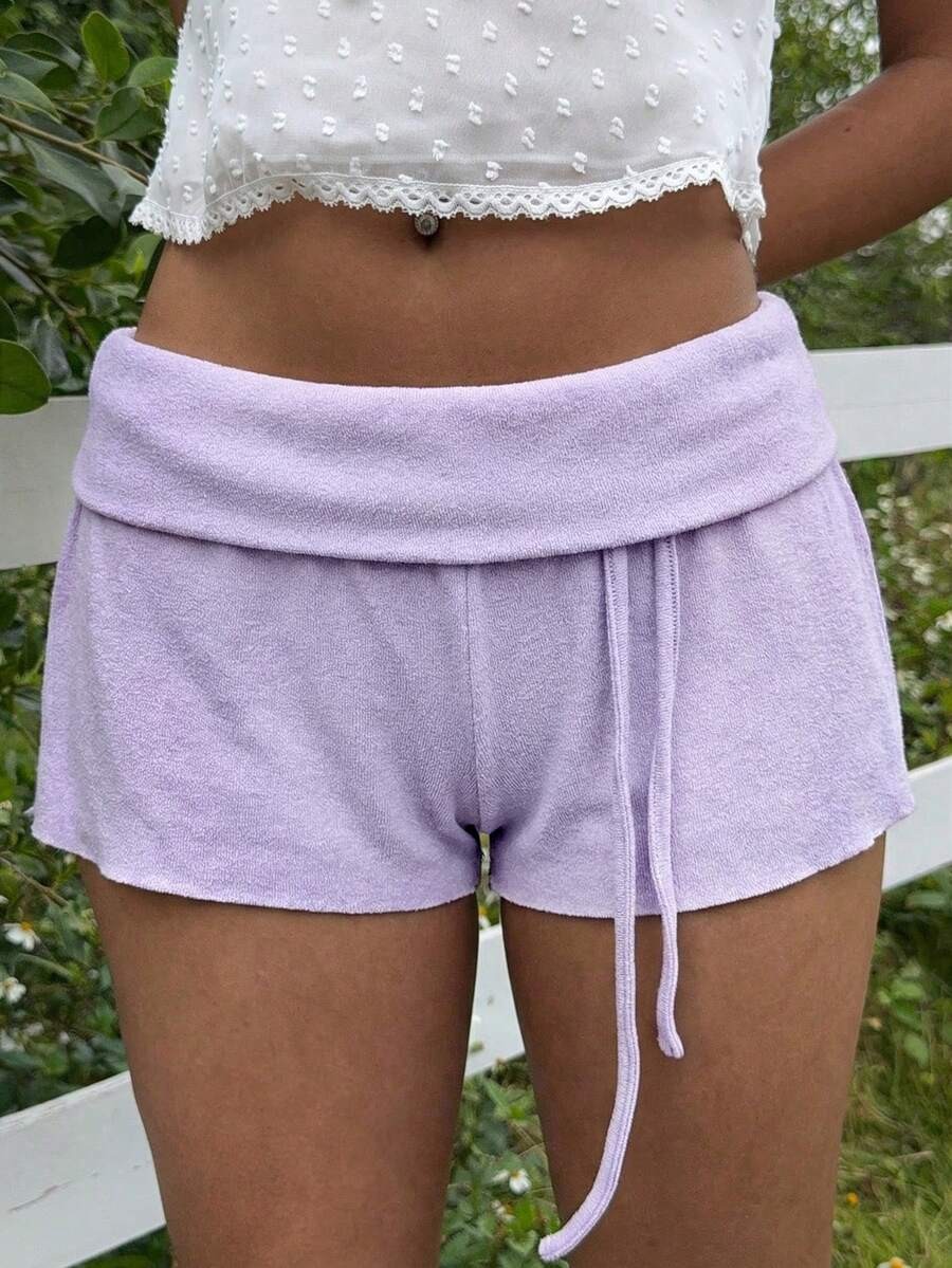 White Cotton Mini Shorts Women Casual Elastic Waist Summer Shorts