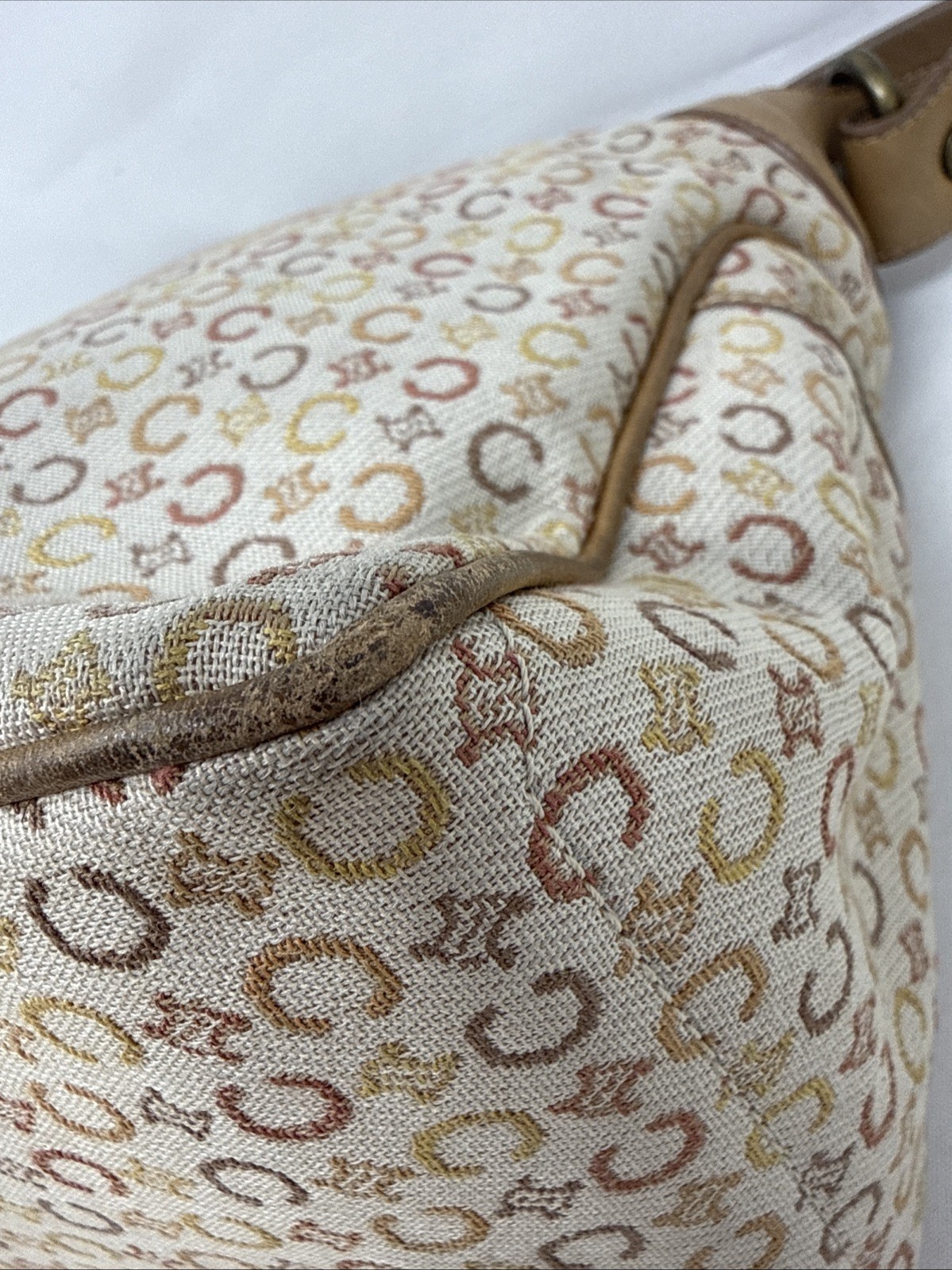 CELINE Vintage C Macadam Canvas Beige x Brown Women’s Authentic