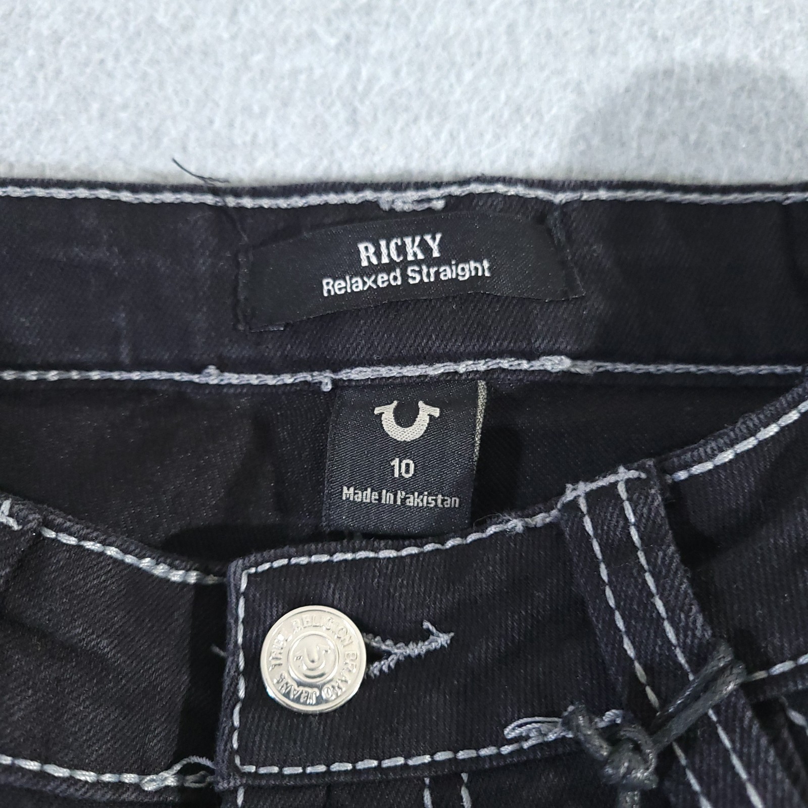 True Religion Ricky Relaxed Straight Cargo Jeans Girl Denim Size 10 NWT