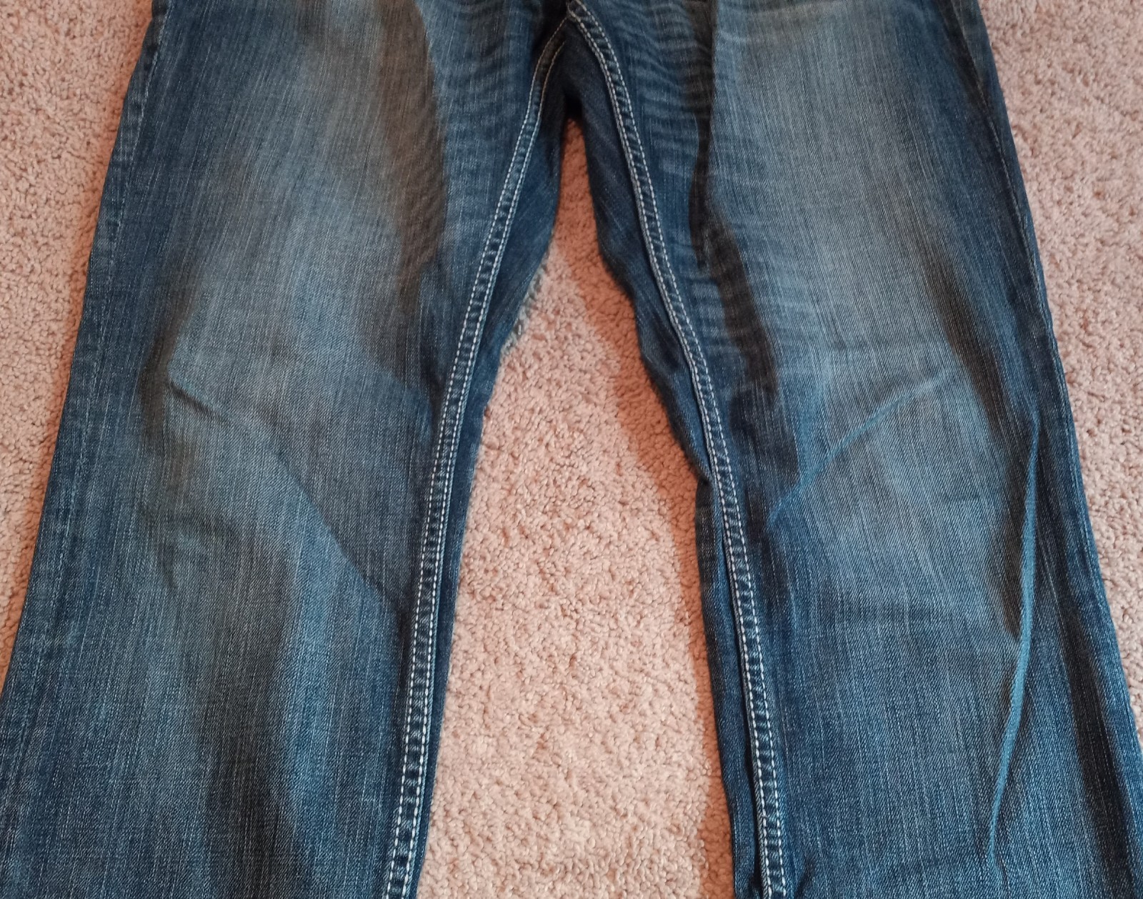 BKE Buckle BLUE Jeans Men 31L Jake Straight Leg Stretch Western Thick Stitch