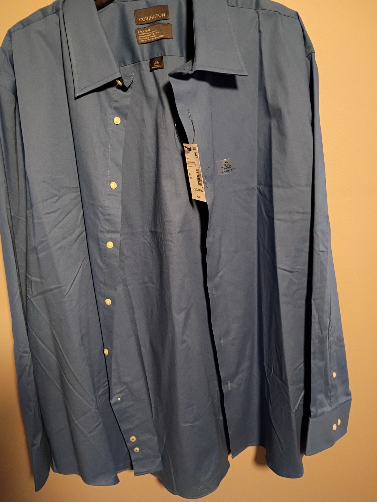 mens dress shirt Covington Brand nwt blue 17 1/2