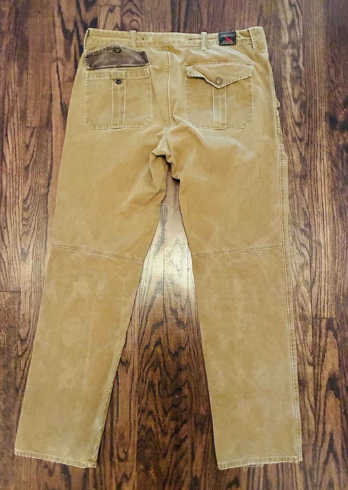 Vintage Polo Ralph Lauren Double Knee Waxed Canvas Pants Hunting Tan 34×32