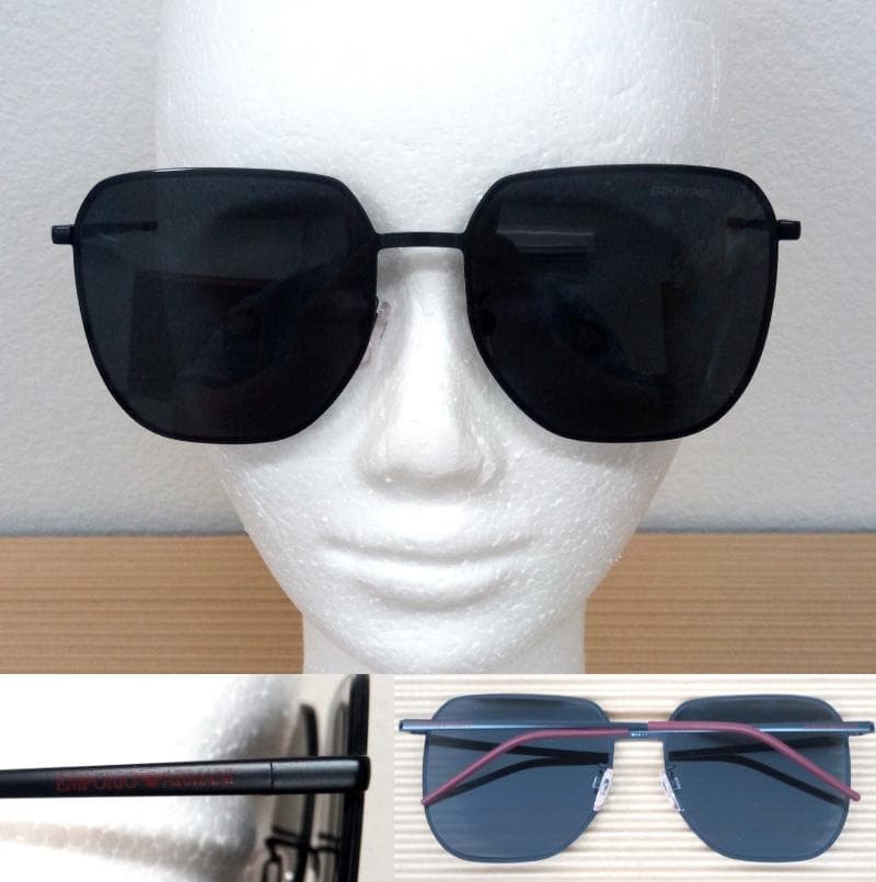 Emporio Armani EA2135D Sunglasses Matte Black Burgundy Dark Lens